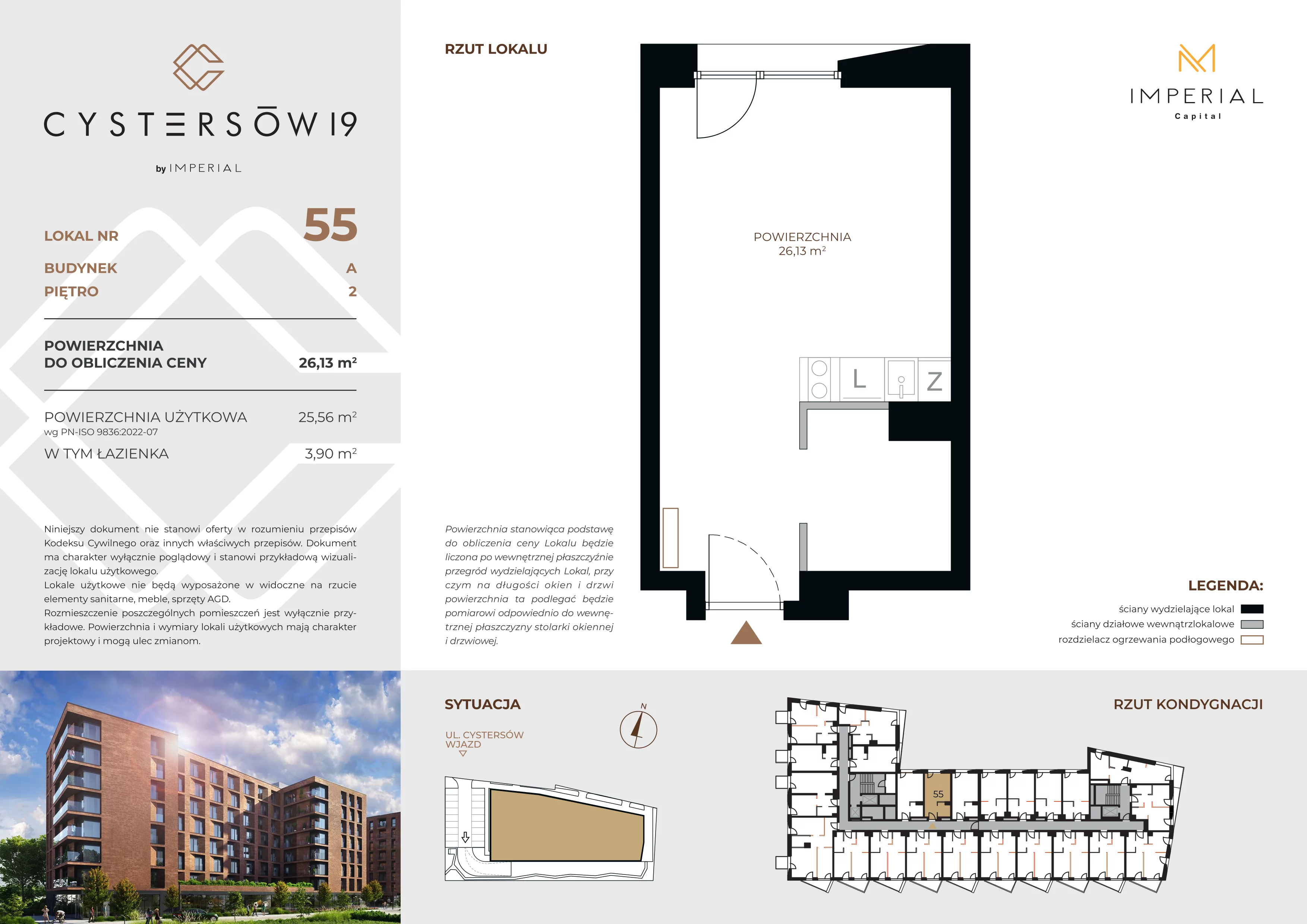 1 pokój, lokal inwestycyjny 26,36 m², piętro 2, oferta nr 55, Cystersów 19, Kraków, Grzegórzki, ul. Cystersów 19