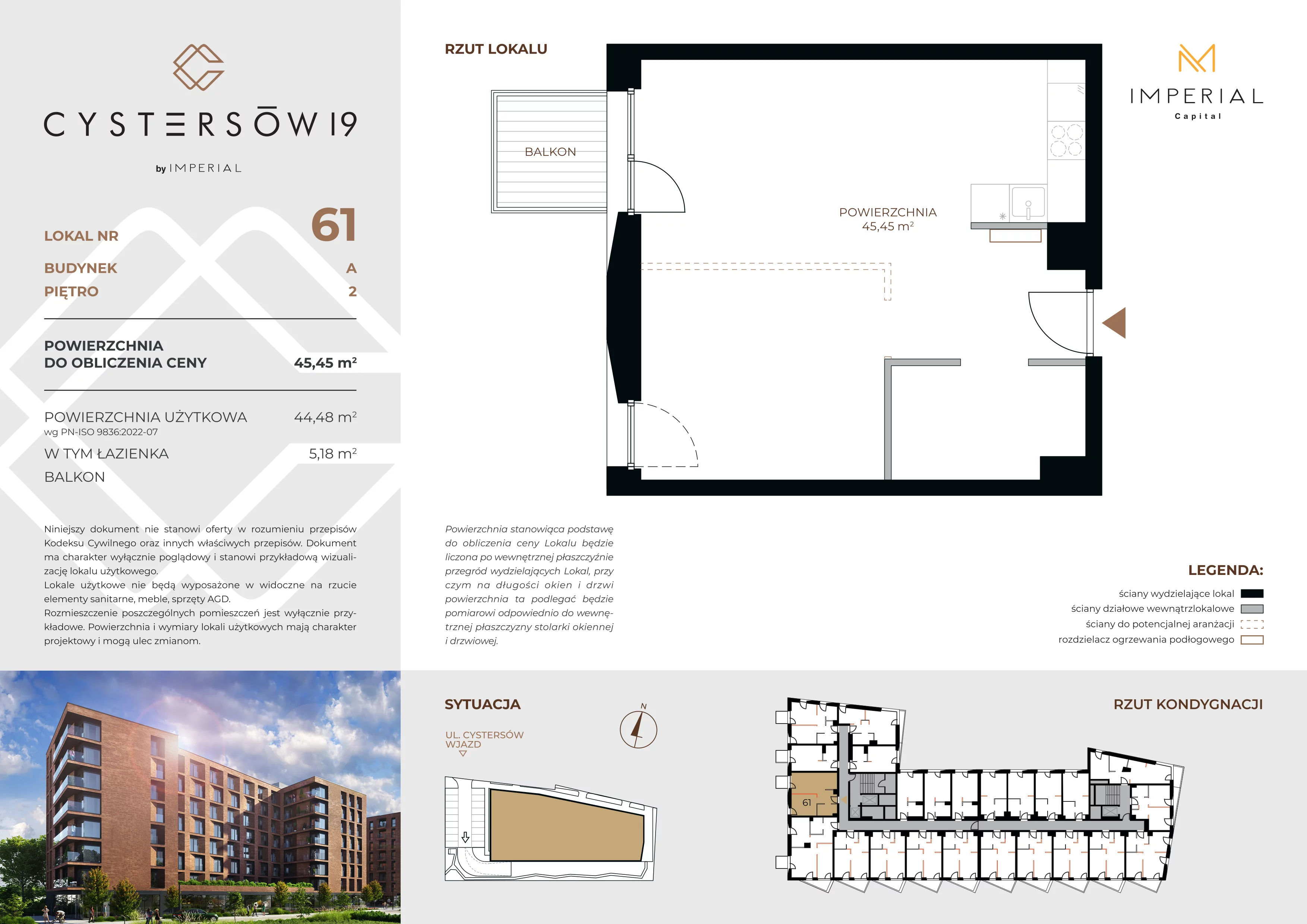 1 pokój, lokal inwestycyjny 45,45 m², piętro 2, oferta nr 61, Cystersów 19, Kraków, Grzegórzki, ul. Cystersów 19