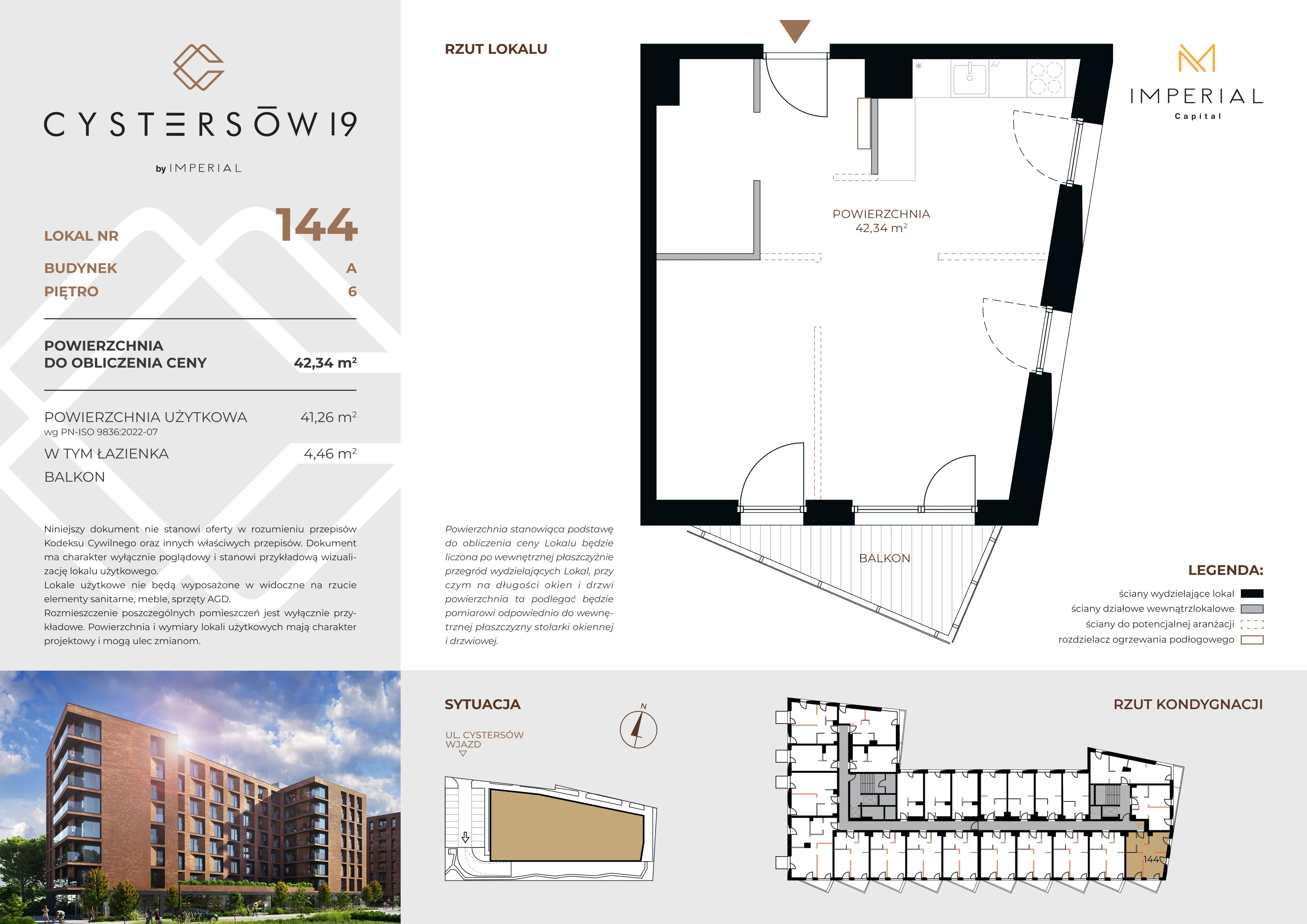 1 pokój, lokal inwestycyjny 42,34 m², piętro 6, oferta nr 144, Cystersów 19, Kraków, Grzegórzki, ul. Cystersów 19