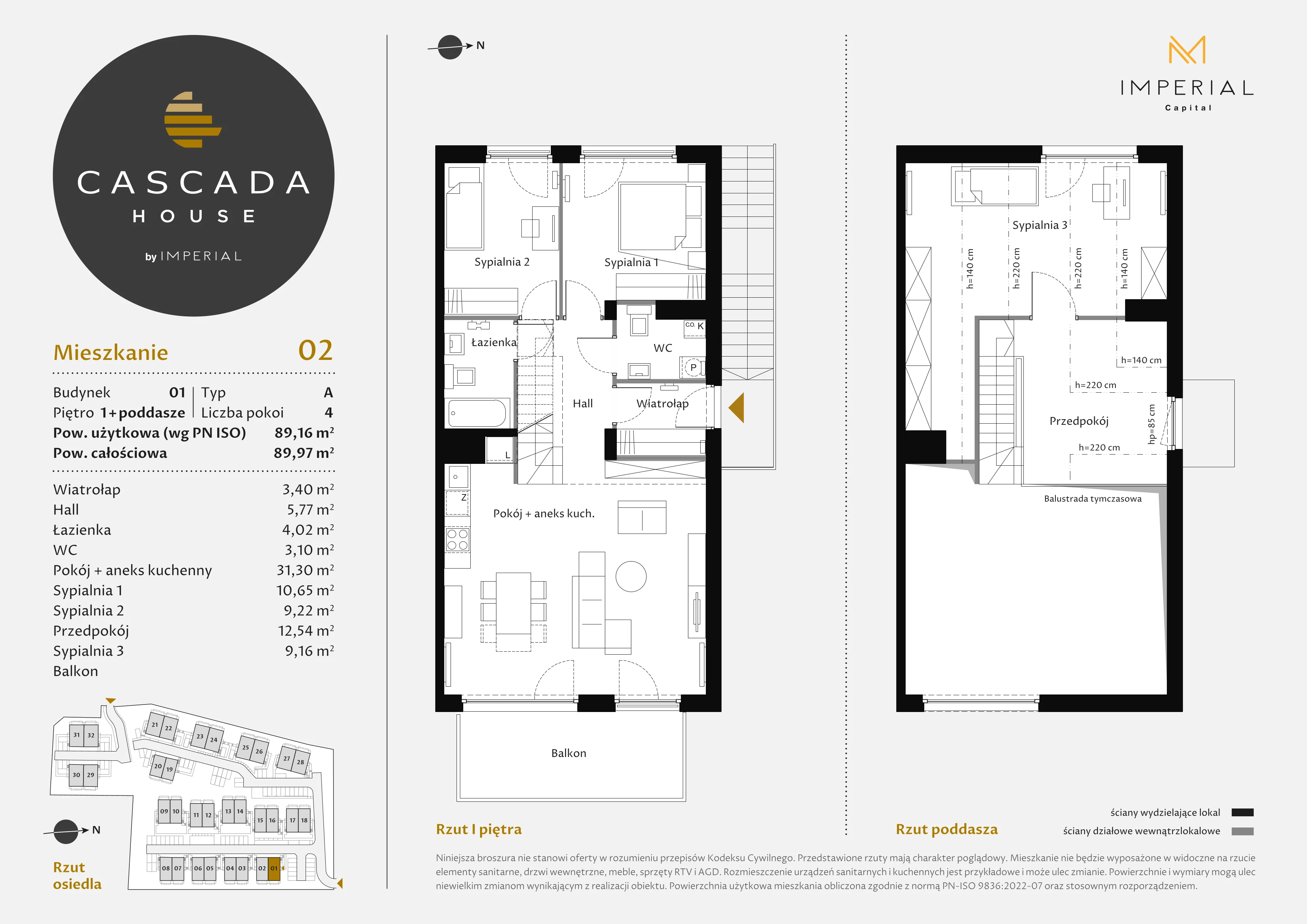 4 pokoje, mieszkanie 89,16 m², piętro 1, oferta nr 1_2, Cascada House, Rząska, ul. Piaski / Łąkowa