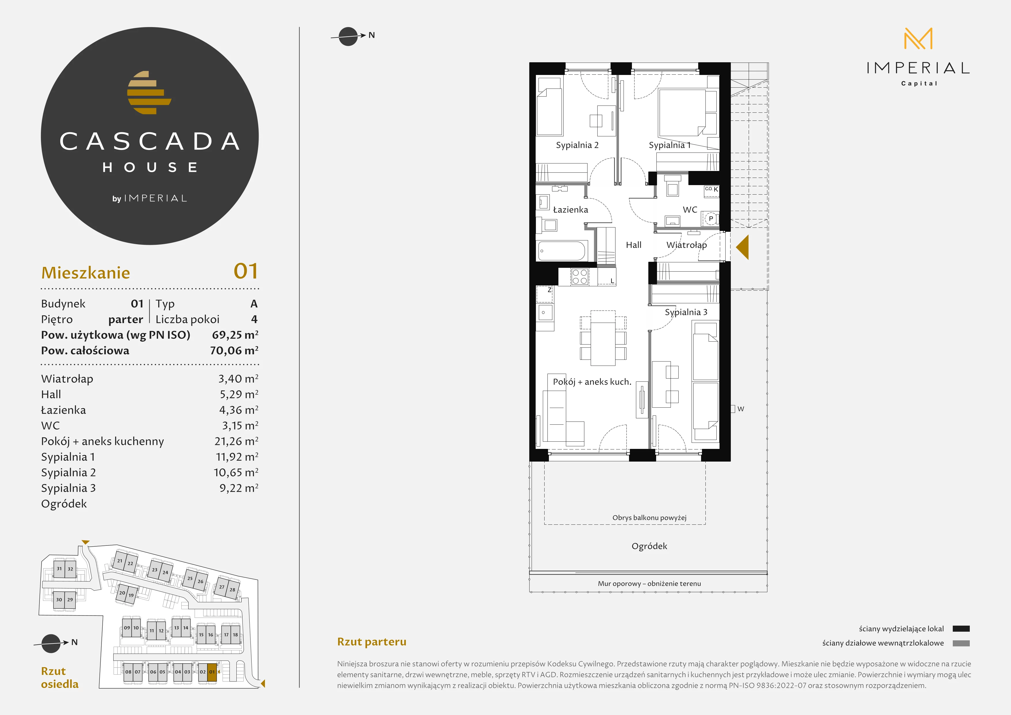 4 pokoje, mieszkanie 69,25 m², parter, oferta nr 1_1, Cascada House, Rząska, ul. Piaski / Łąkowa