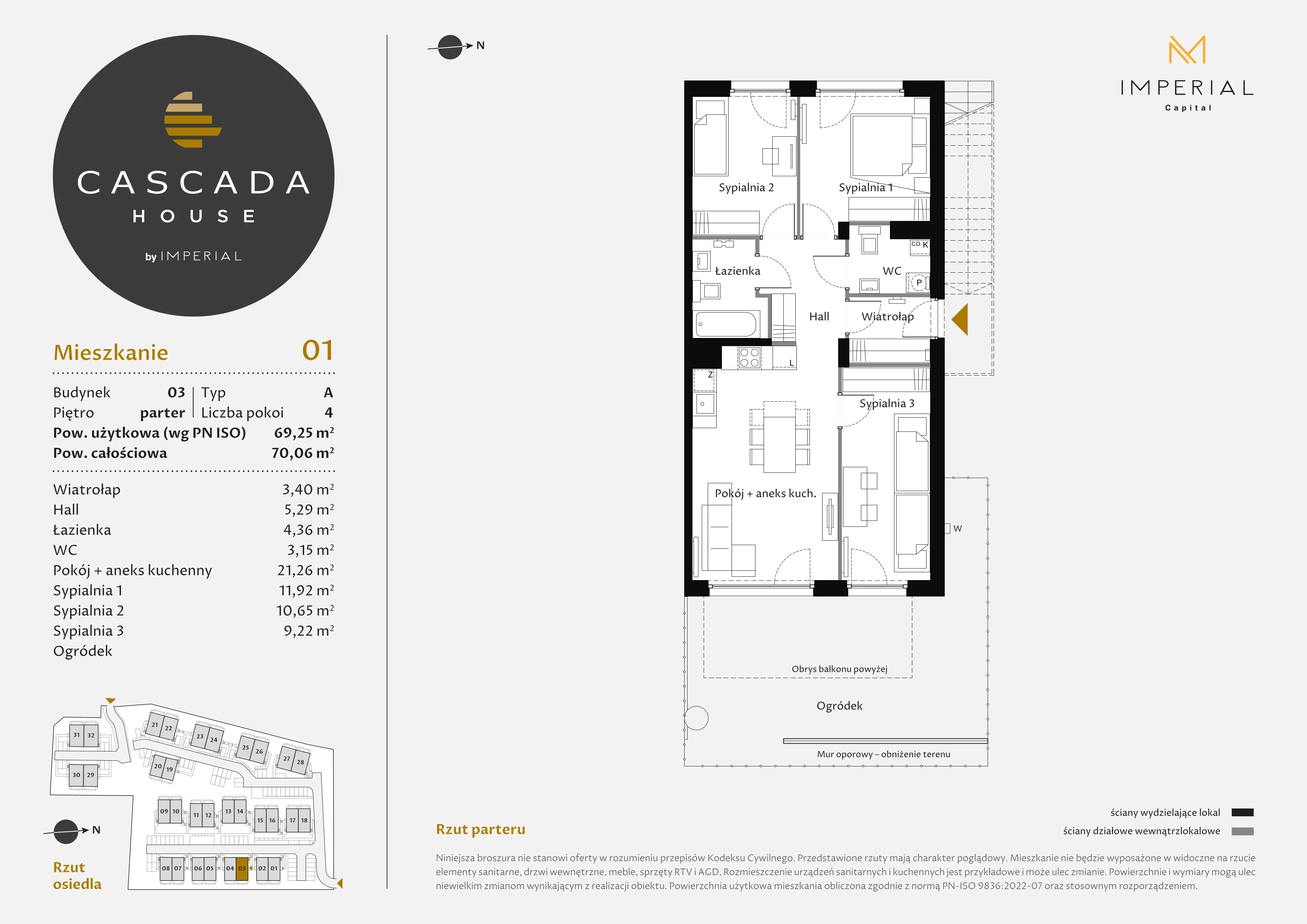 4 pokoje, mieszkanie 69,25 m², parter, oferta nr 3_1, Cascada House, Rząska, ul. Piaski / Łąkowa