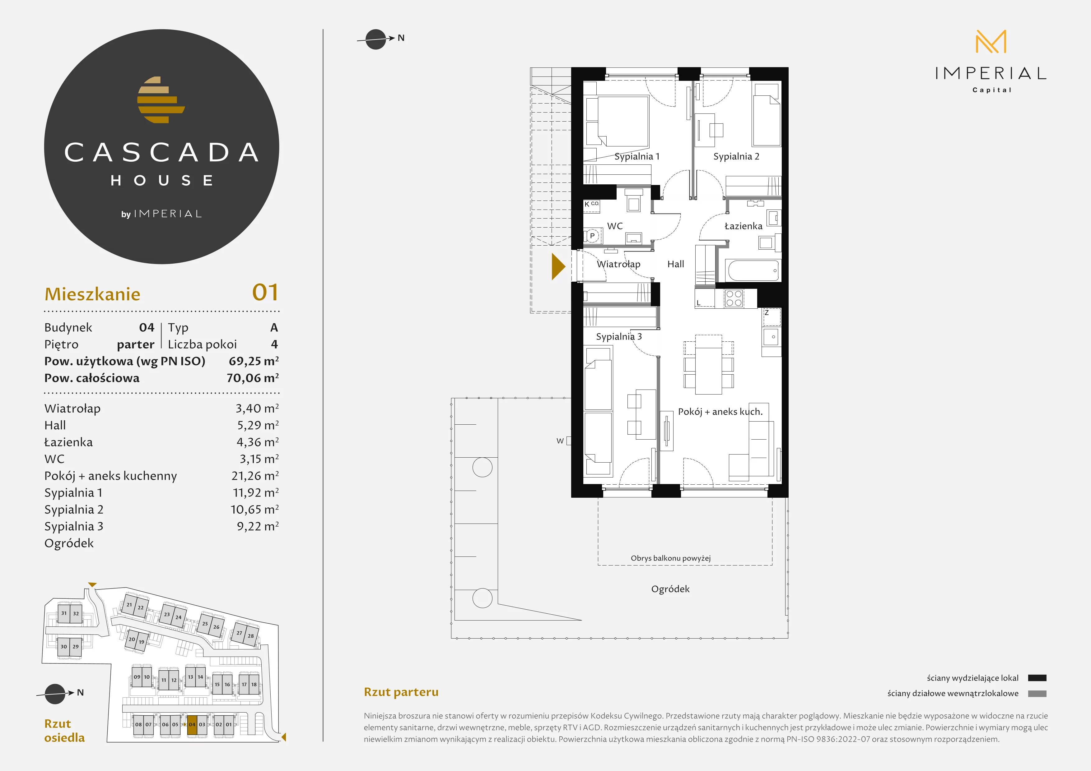 4 pokoje, mieszkanie 69,25 m², parter, oferta nr 4_1, Cascada House, Rząska, ul. Piaski / Łąkowa