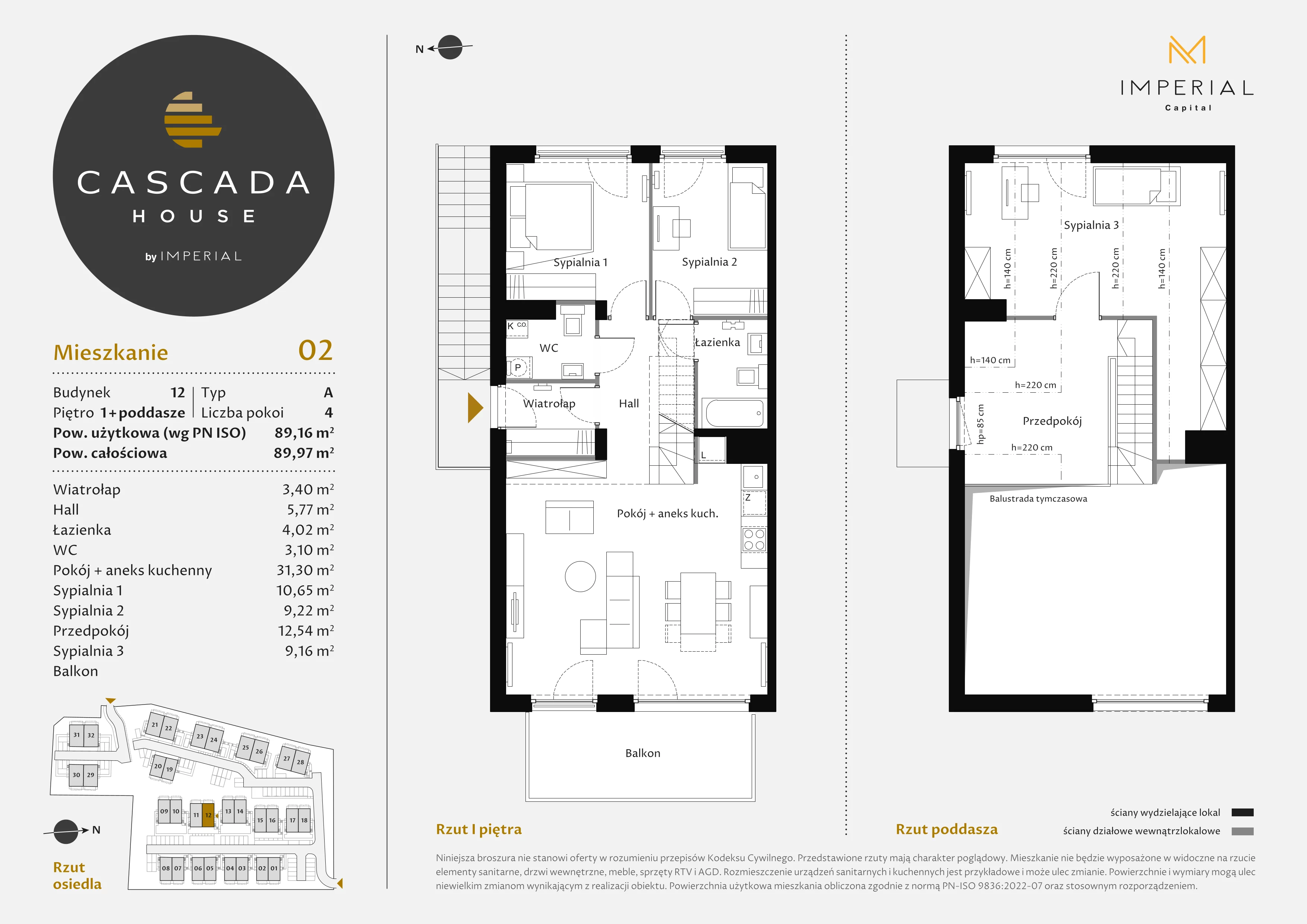 4 pokoje, mieszkanie 89,16 m², piętro 1, oferta nr 12_2, Cascada House, Rząska, ul. Piaski / Łąkowa