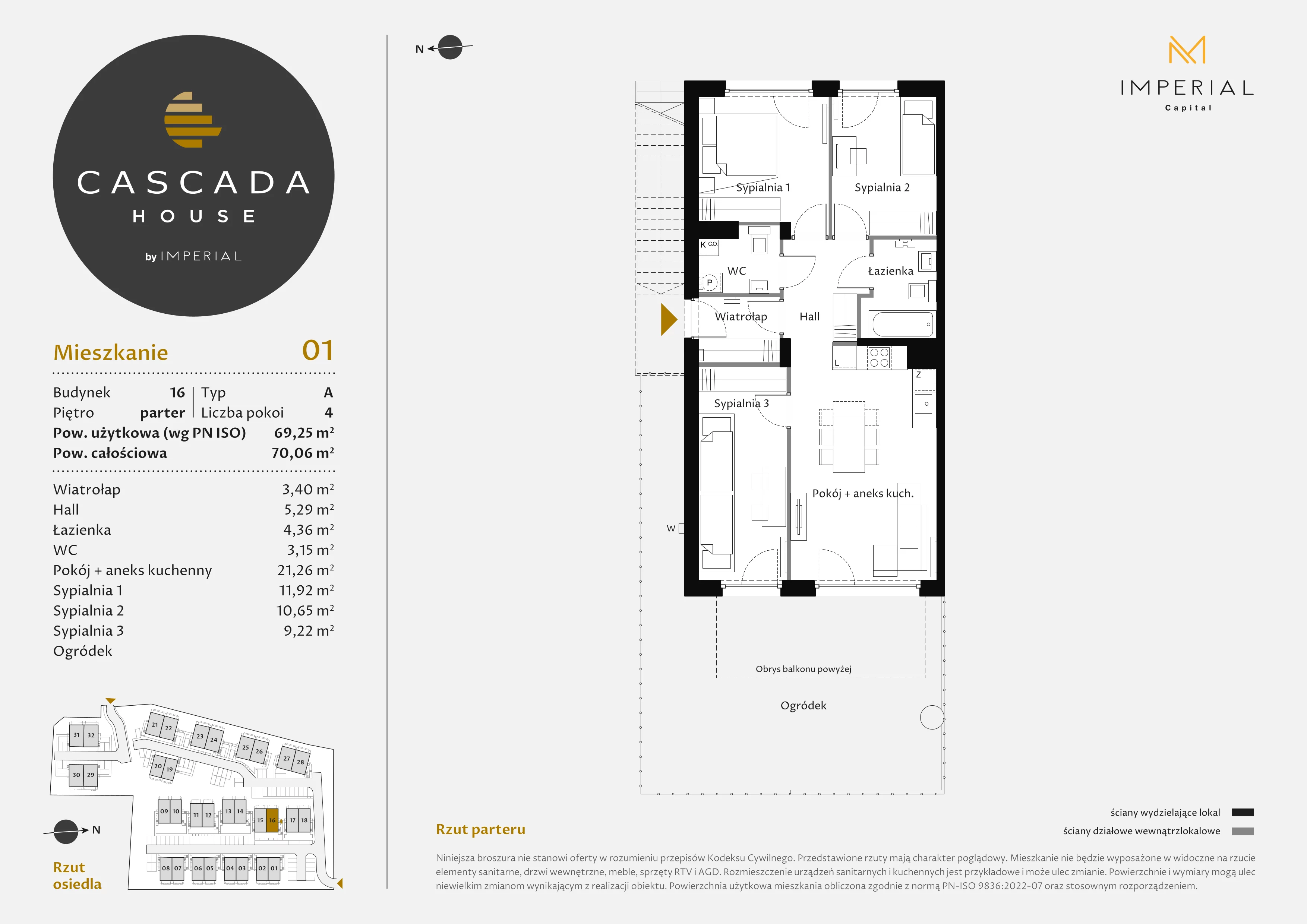 4 pokoje, mieszkanie 69,25 m², parter, oferta nr 16_1, Cascada House, Rząska, ul. Piaski / Łąkowa