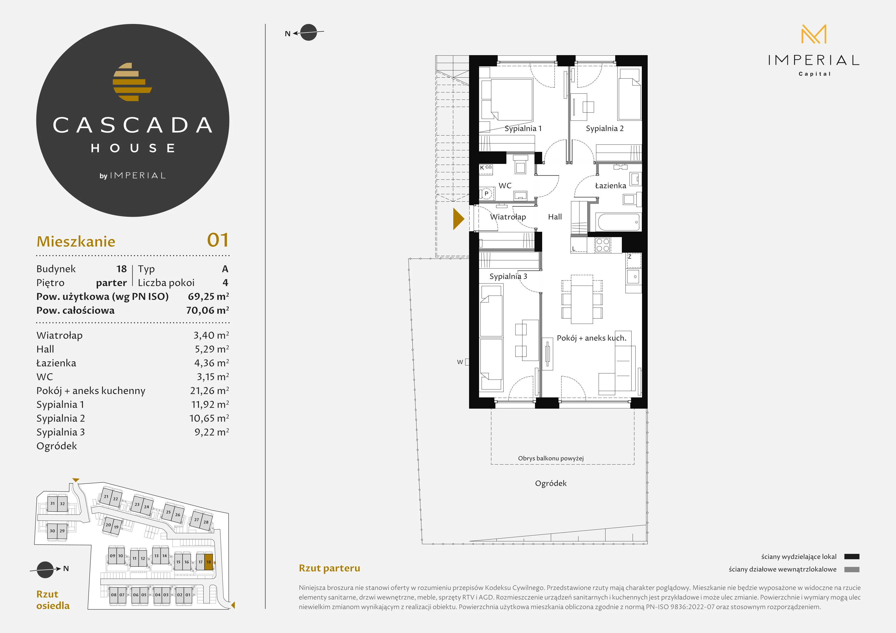 4 pokoje, mieszkanie 69,25 m², parter, oferta nr 18_1, Cascada House, Rząska, ul. Piaski / Łąkowa
