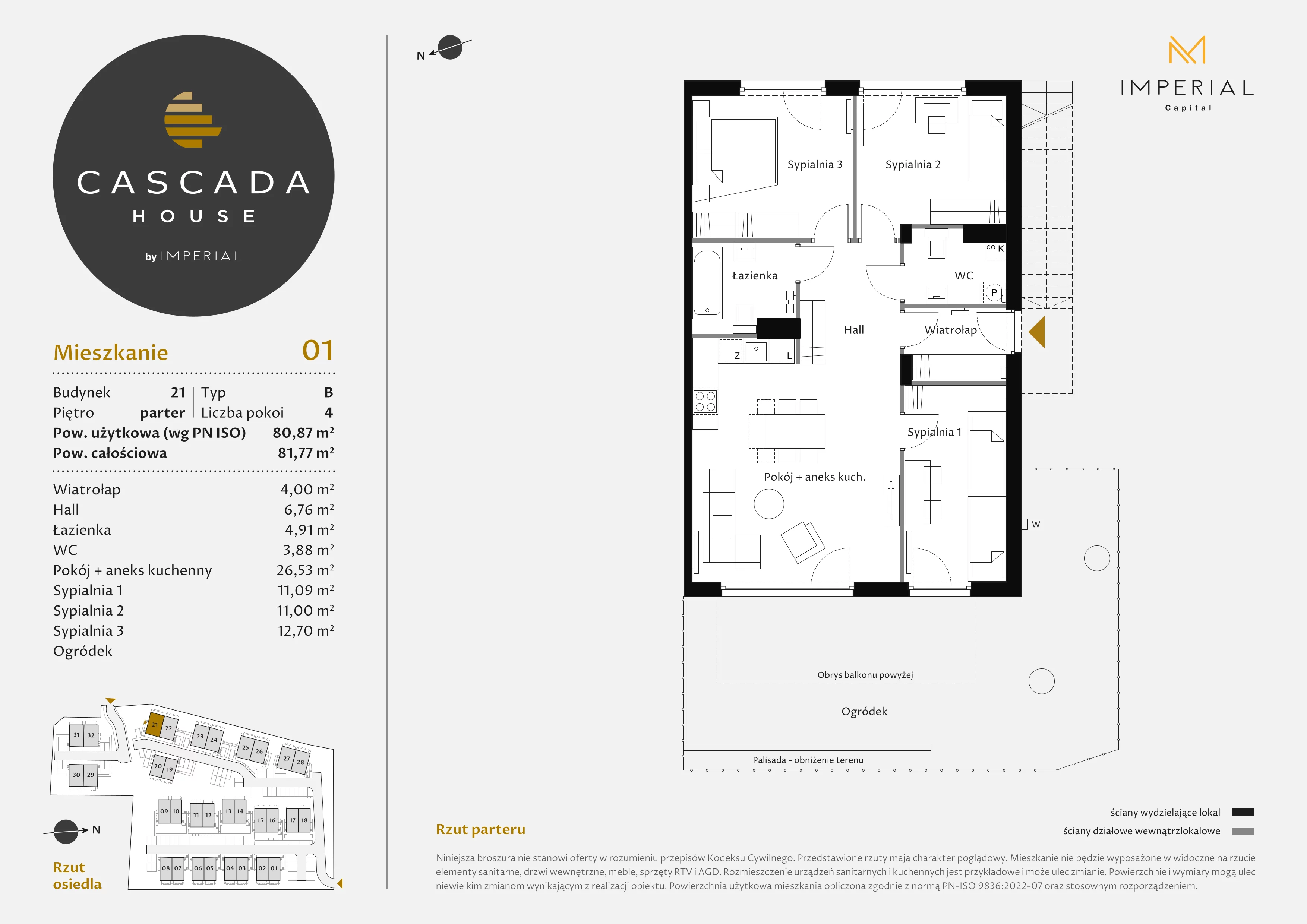4 pokoje, mieszkanie 80,87 m², parter, oferta nr 21_1, Cascada House, Rząska, ul. Piaski / Łąkowa