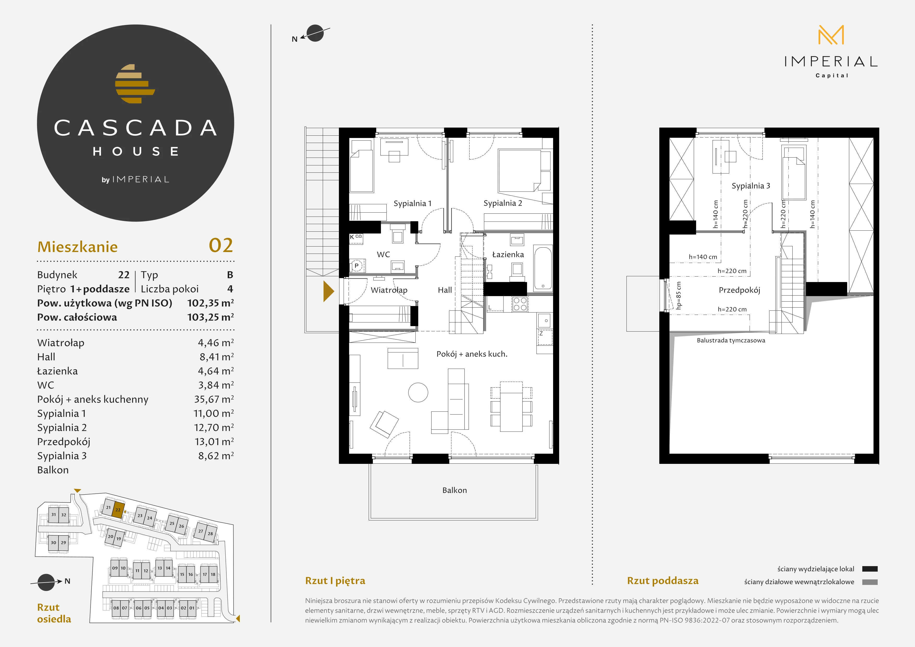 4 pokoje, mieszkanie 102,35 m², piętro 1, oferta nr 22_2, Cascada House, Rząska, ul. Piaski / Łąkowa
