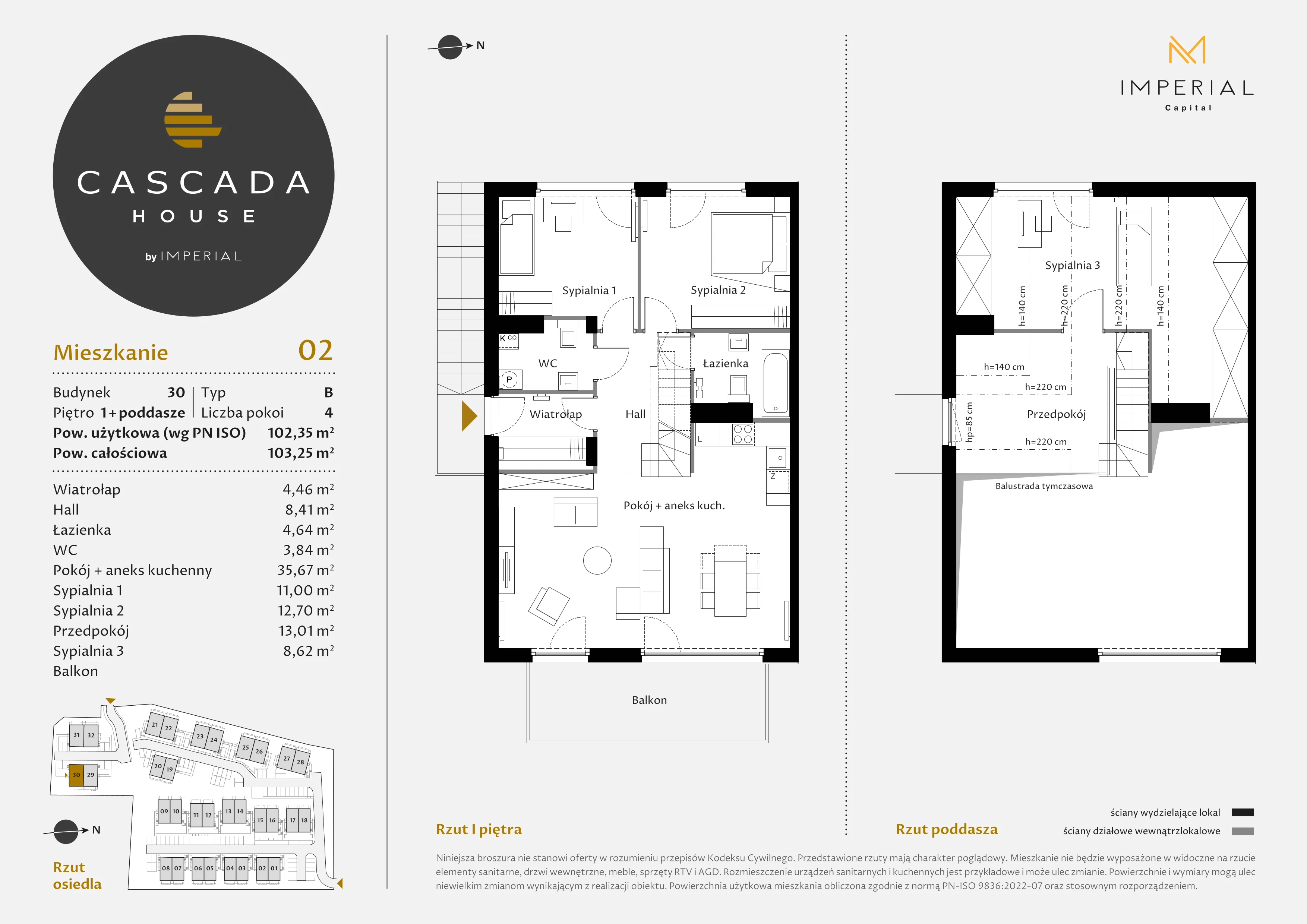 4 pokoje, mieszkanie 102,35 m², piętro 1, oferta nr 30_2, Cascada House, Rząska, ul. Piaski / Łąkowa