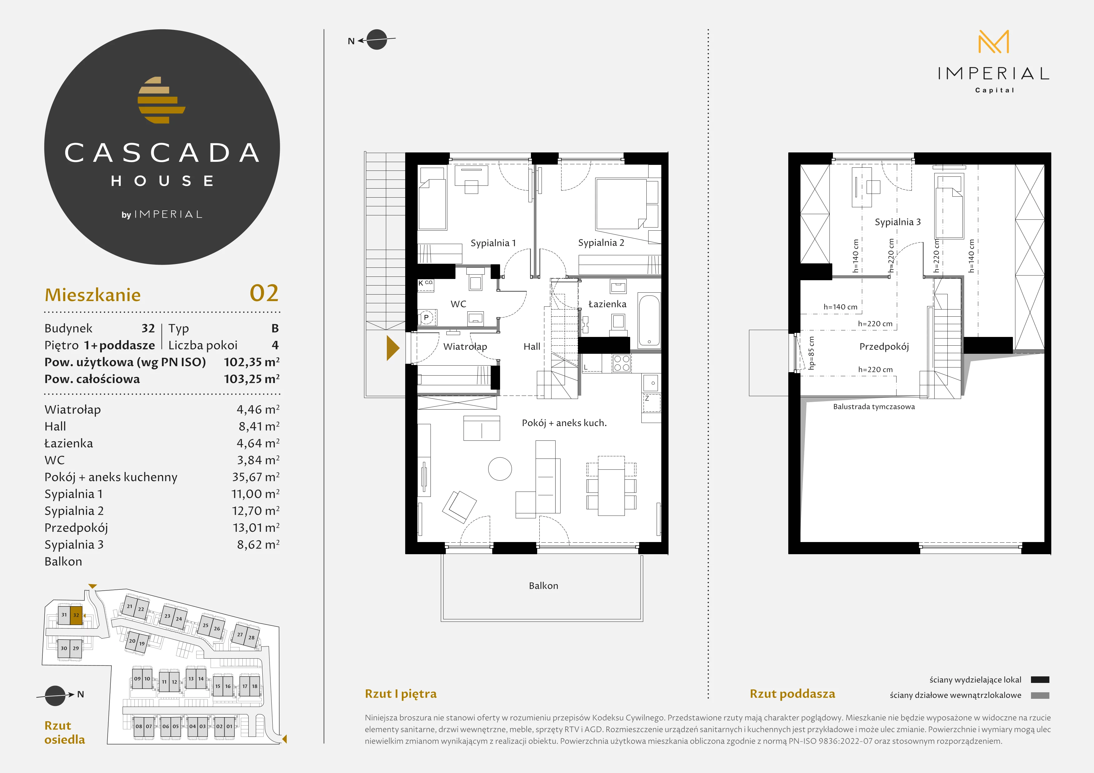 4 pokoje, mieszkanie 102,35 m², piętro 1, oferta nr 32_2, Cascada House, Rząska, ul. Piaski / Łąkowa
