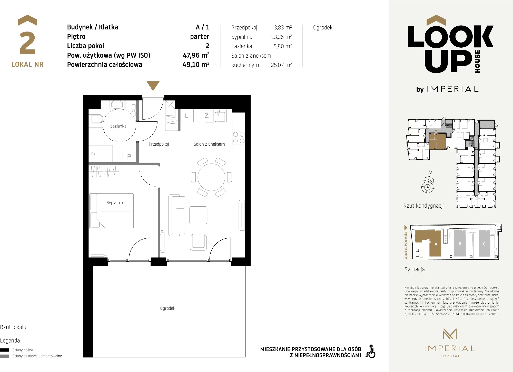 Mieszkanie 47,96 m², parter, oferta nr A2, LOOK UP House, Kraków, Prądnik Biały, ul. Pękowicka