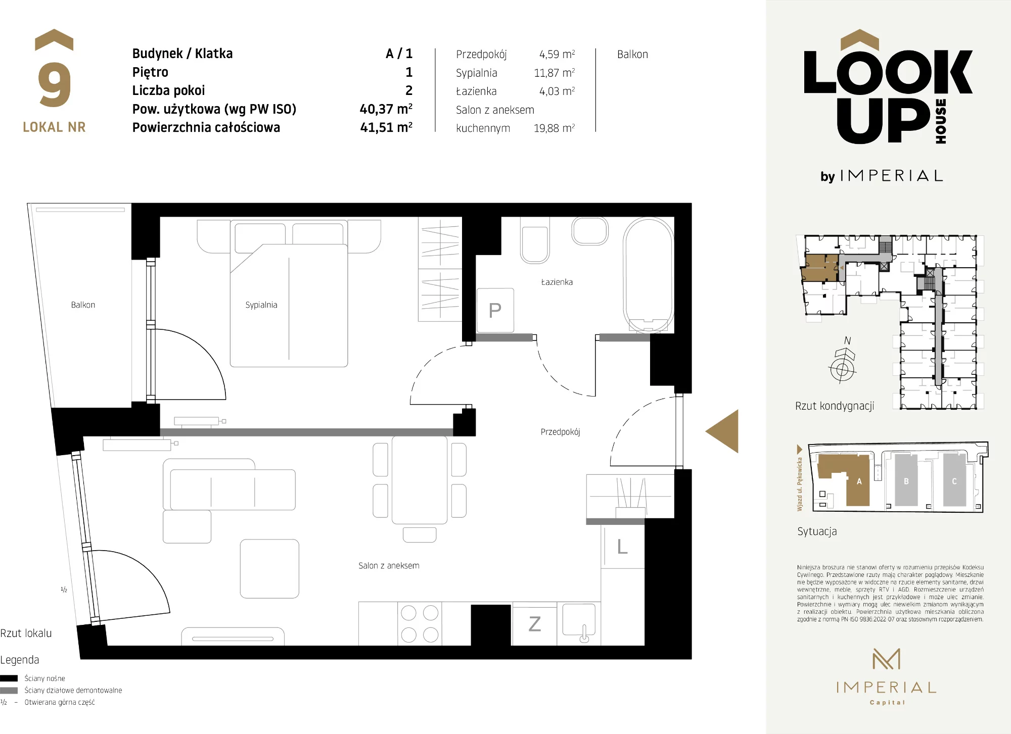 Mieszkanie 40,37 m², piętro 1, oferta nr A9, LOOK UP House, Kraków, Prądnik Biały, ul. Pękowicka