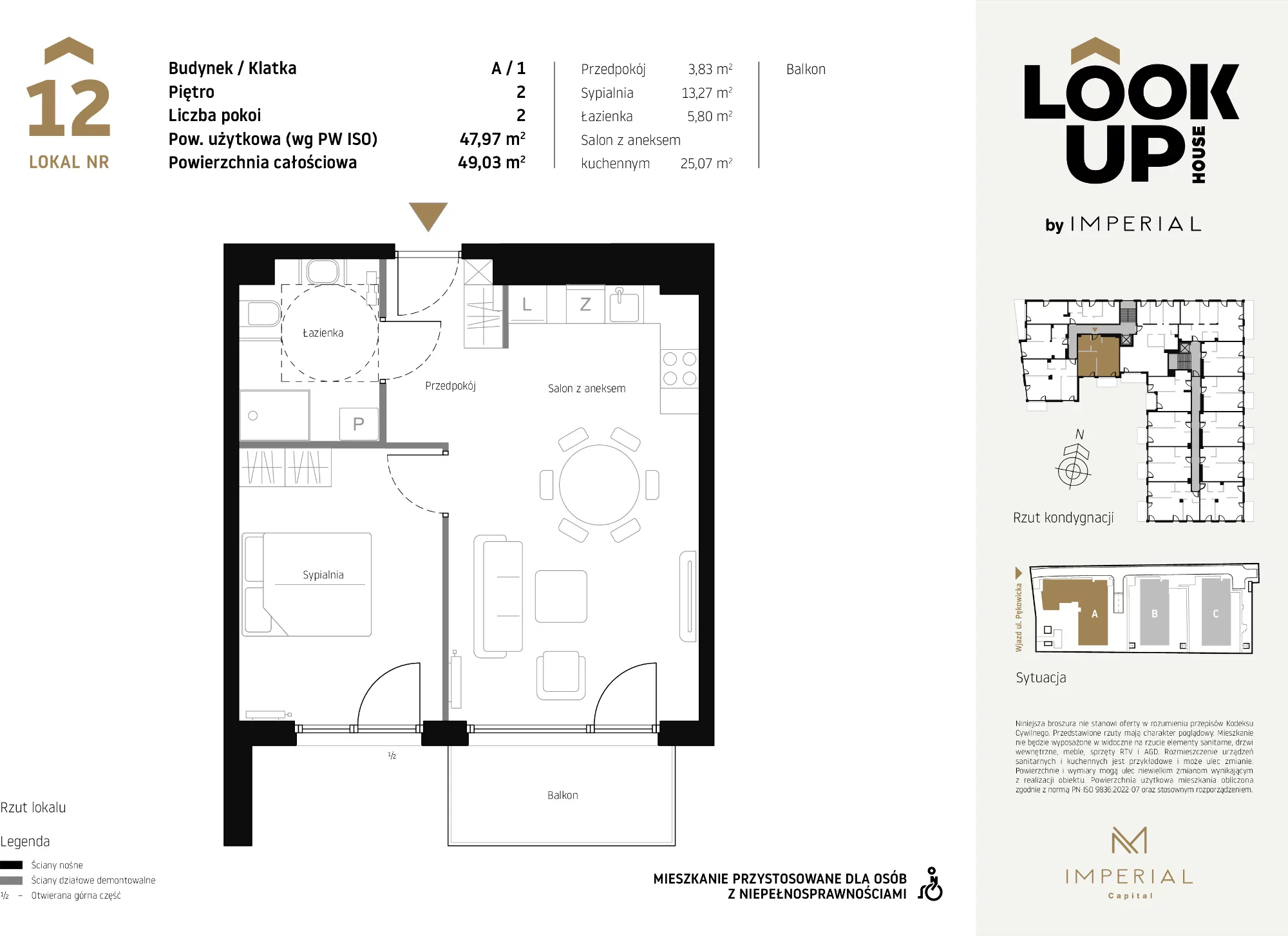 Mieszkanie 47,97 m², piętro 2, oferta nr A12, LOOK UP House, Kraków, Prądnik Biały, ul. Pękowicka