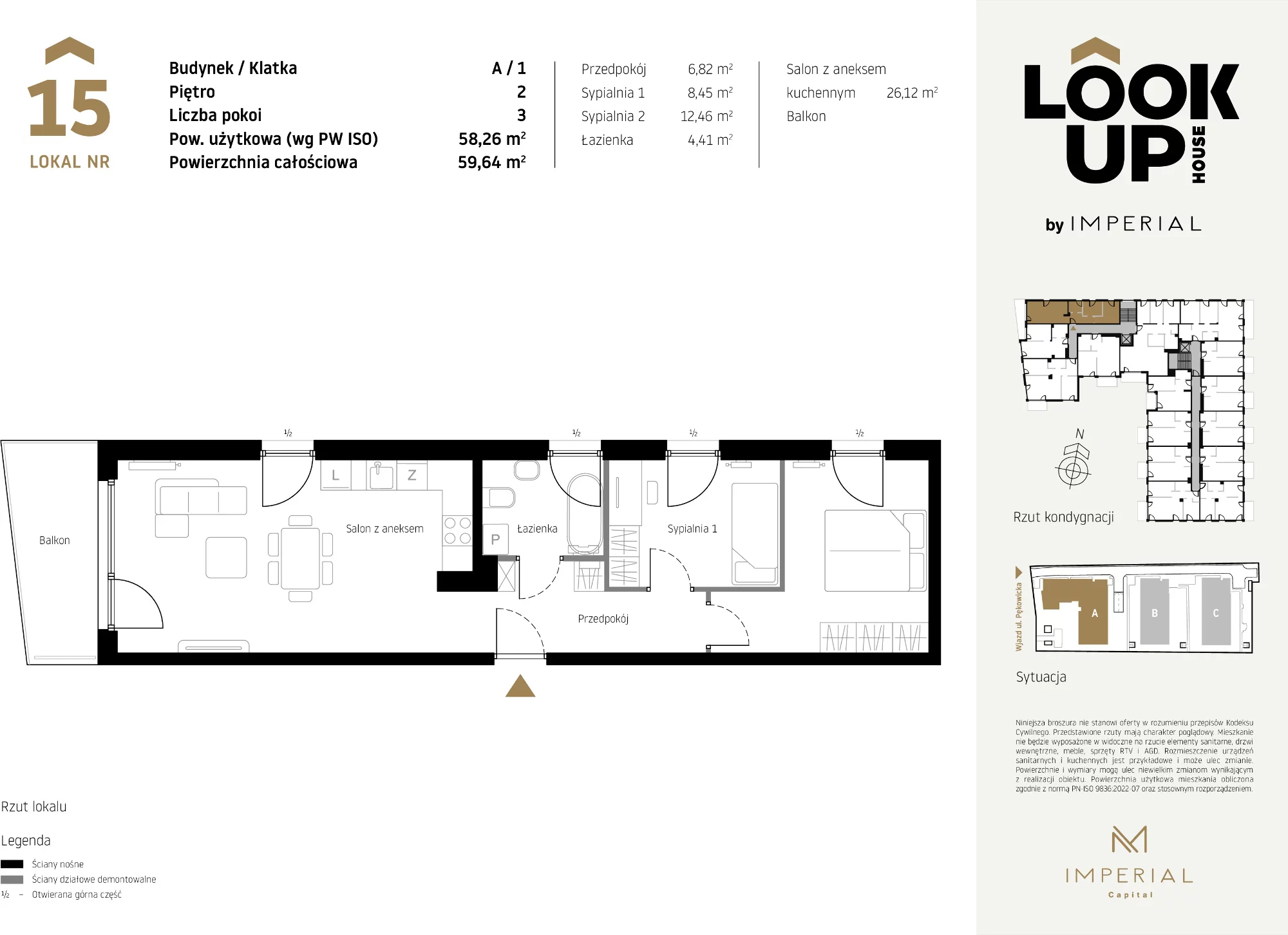 Mieszkanie 58,26 m², piętro 2, oferta nr A15, LOOK UP House, Kraków, Prądnik Biały, ul. Pękowicka