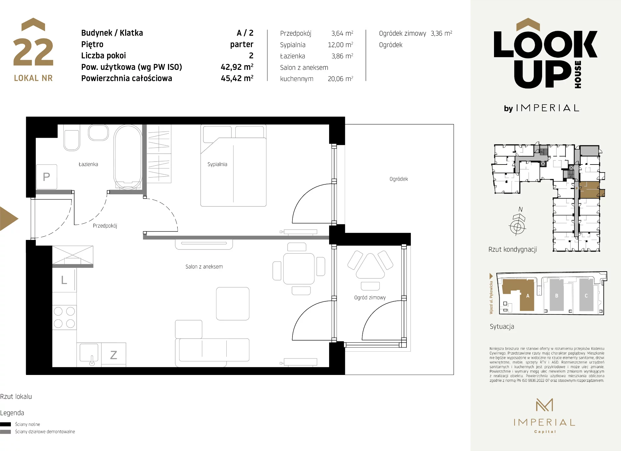 Mieszkanie 42,92 m², parter, oferta nr A22, LOOK UP House, Kraków, Prądnik Biały, ul. Pękowicka