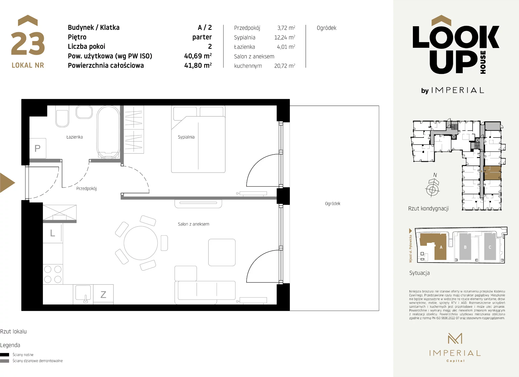 Mieszkanie 40,69 m², parter, oferta nr A23, LOOK UP House, Kraków, Prądnik Biały, ul. Pękowicka