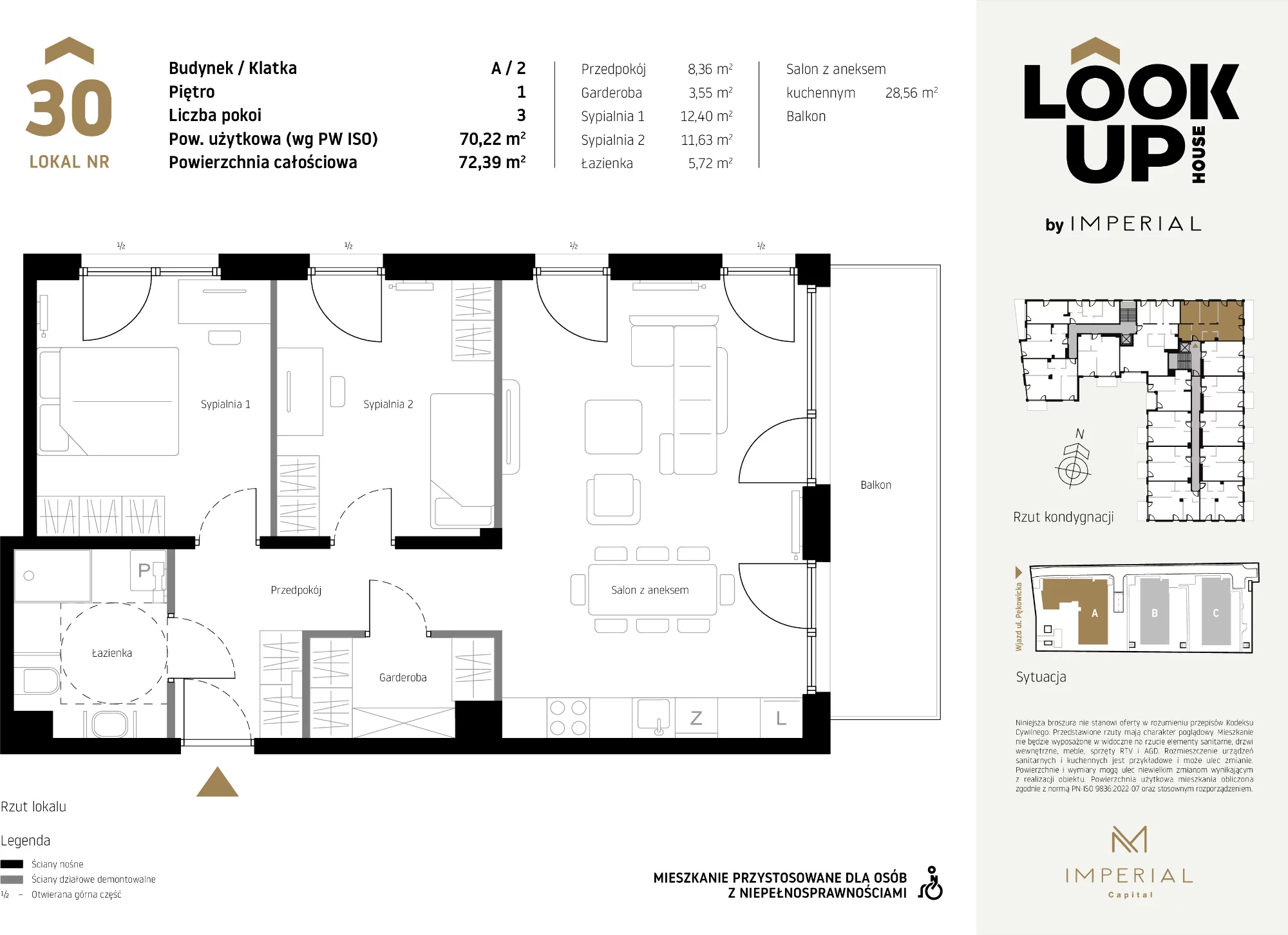 Mieszkanie 70,22 m², piętro 1, oferta nr A30, LOOK UP House, Kraków, Prądnik Biały, ul. Pękowicka