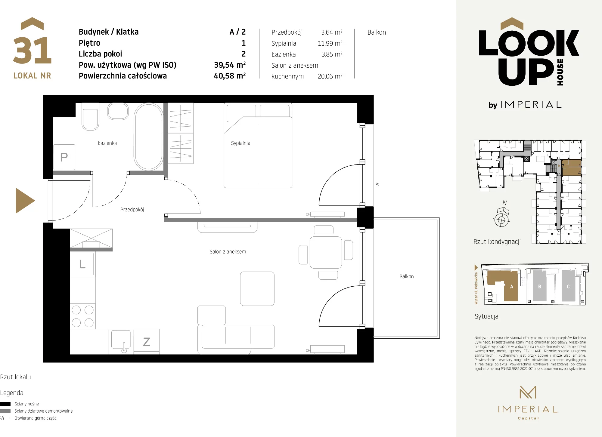 Mieszkanie 39,54 m², piętro 1, oferta nr A31, LOOK UP House, Kraków, Prądnik Biały, ul. Pękowicka