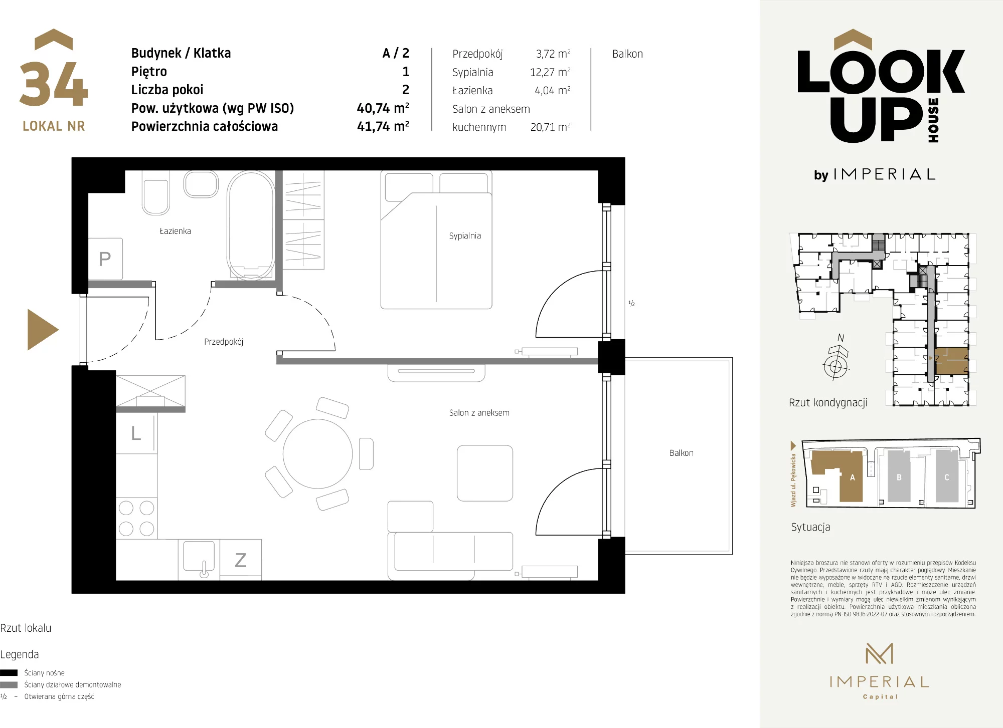 Mieszkanie 40,74 m², piętro 1, oferta nr A34, LOOK UP House, Kraków, Prądnik Biały, ul. Pękowicka