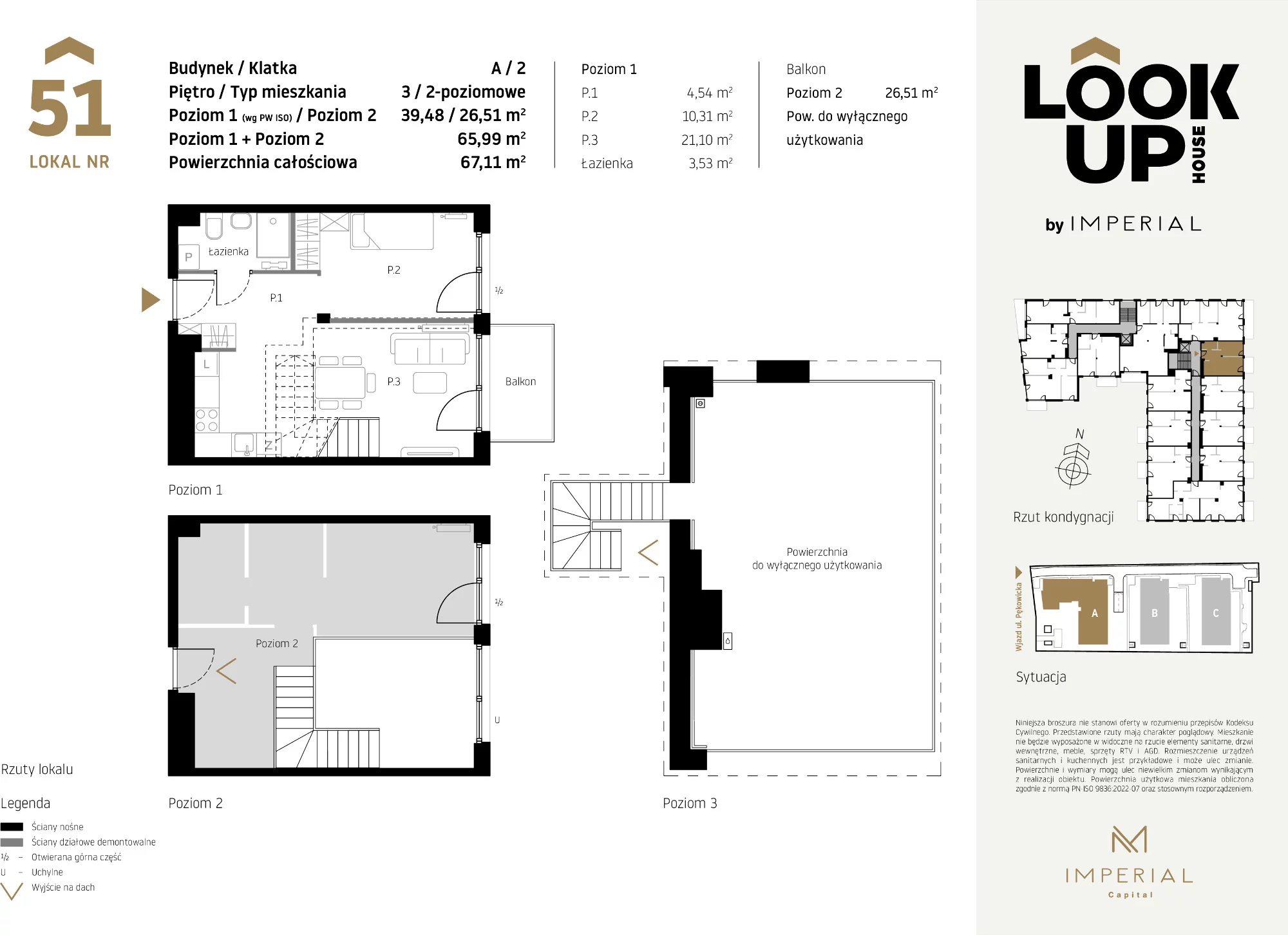 Mieszkanie 65,99 m², piętro 3, oferta nr A51, LOOK UP House, Kraków, Prądnik Biały, ul. Pękowicka