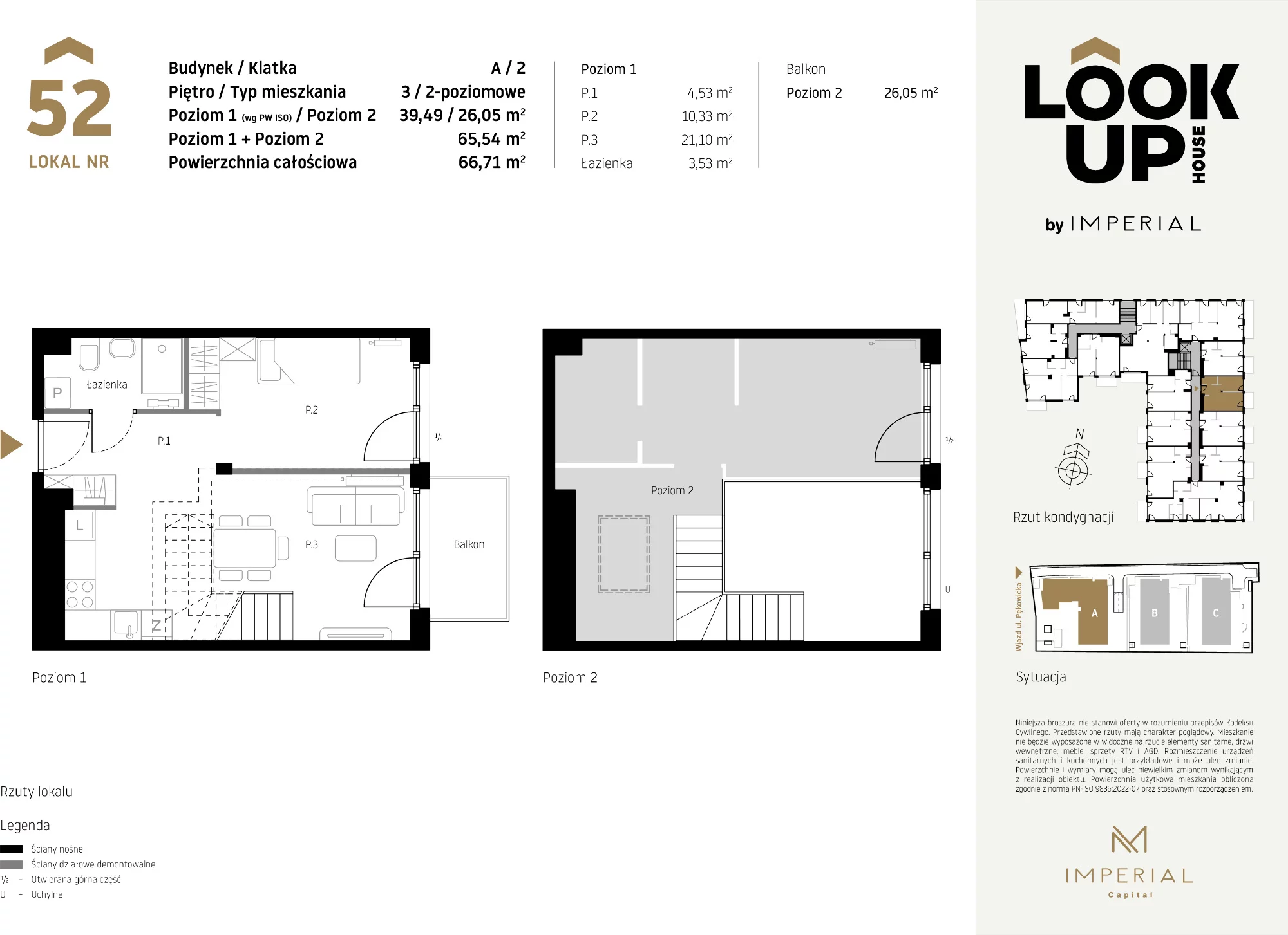 Mieszkanie 65,54 m², piętro 3, oferta nr A52, LOOK UP House, Kraków, Prądnik Biały, ul. Pękowicka