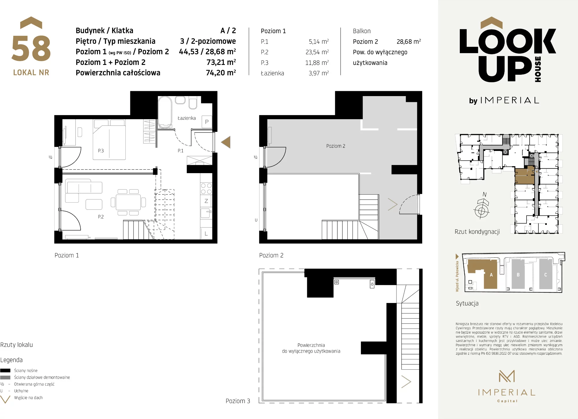 Mieszkanie 73,21 m², piętro 3, oferta nr A58, LOOK UP House, Kraków, Prądnik Biały, ul. Pękowicka