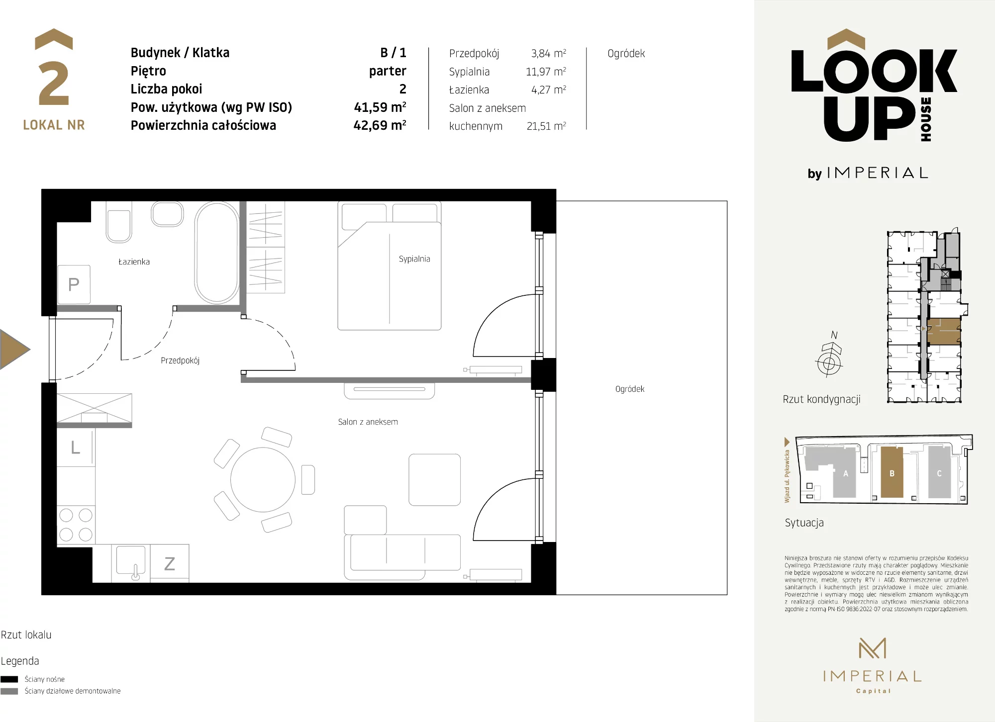 Mieszkanie 41,59 m², parter, oferta nr B2, LOOK UP House, Kraków, Prądnik Biały, ul. Pękowicka