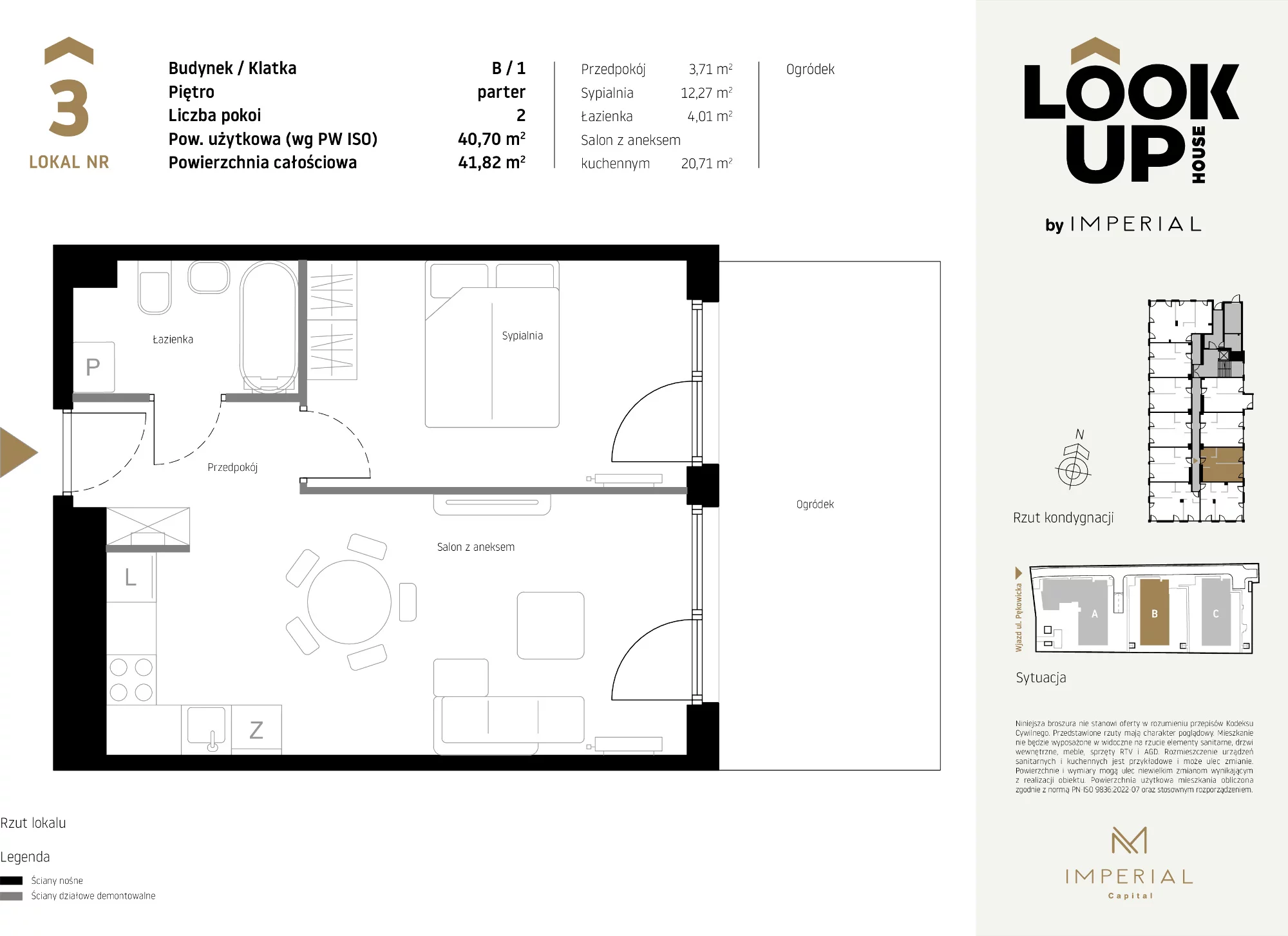 Mieszkanie 40,70 m², parter, oferta nr B3, LOOK UP House, Kraków, Prądnik Biały, ul. Pękowicka