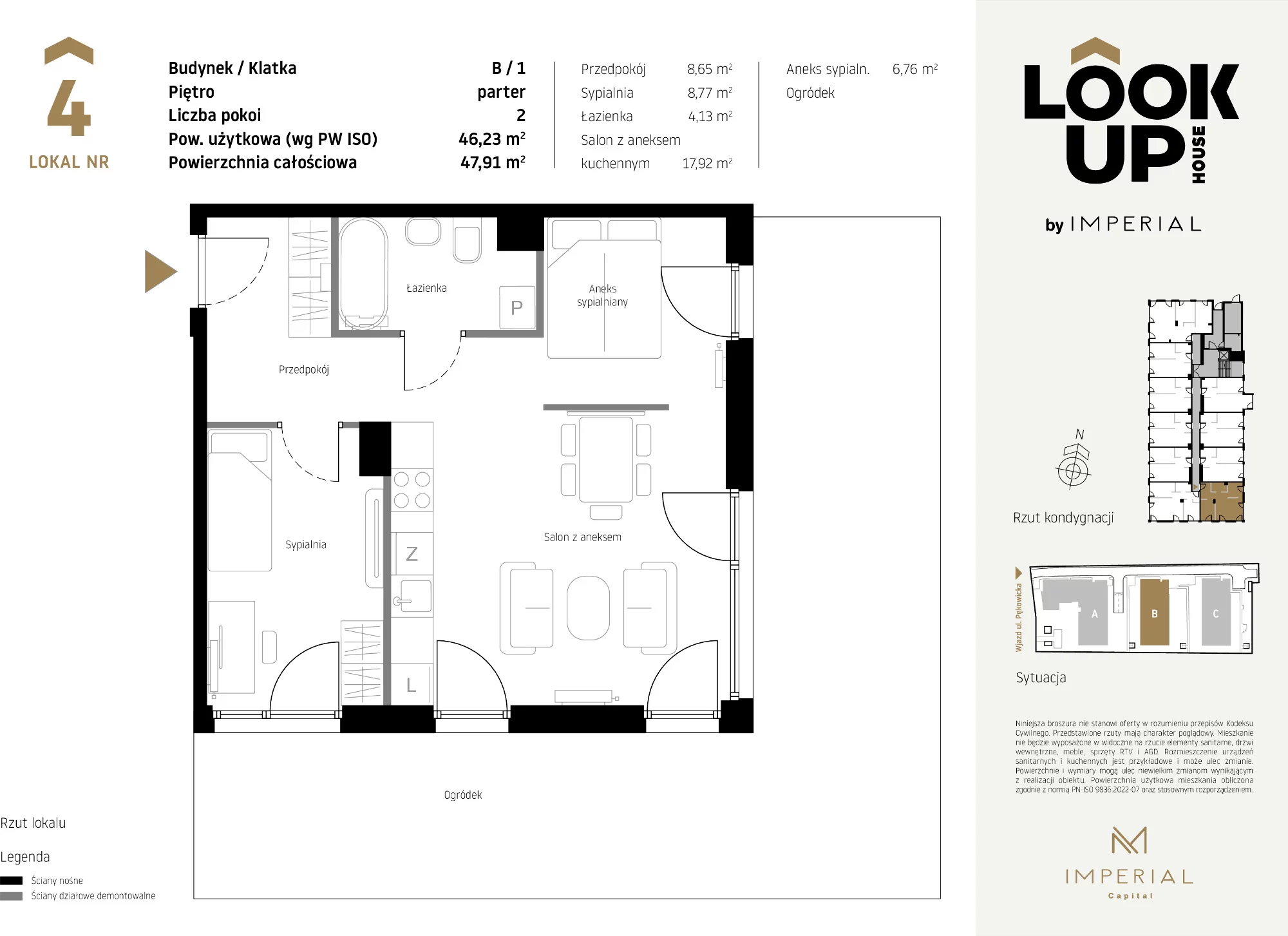 Mieszkanie 46,23 m², parter, oferta nr B4, LOOK UP House, Kraków, Prądnik Biały, ul. Pękowicka