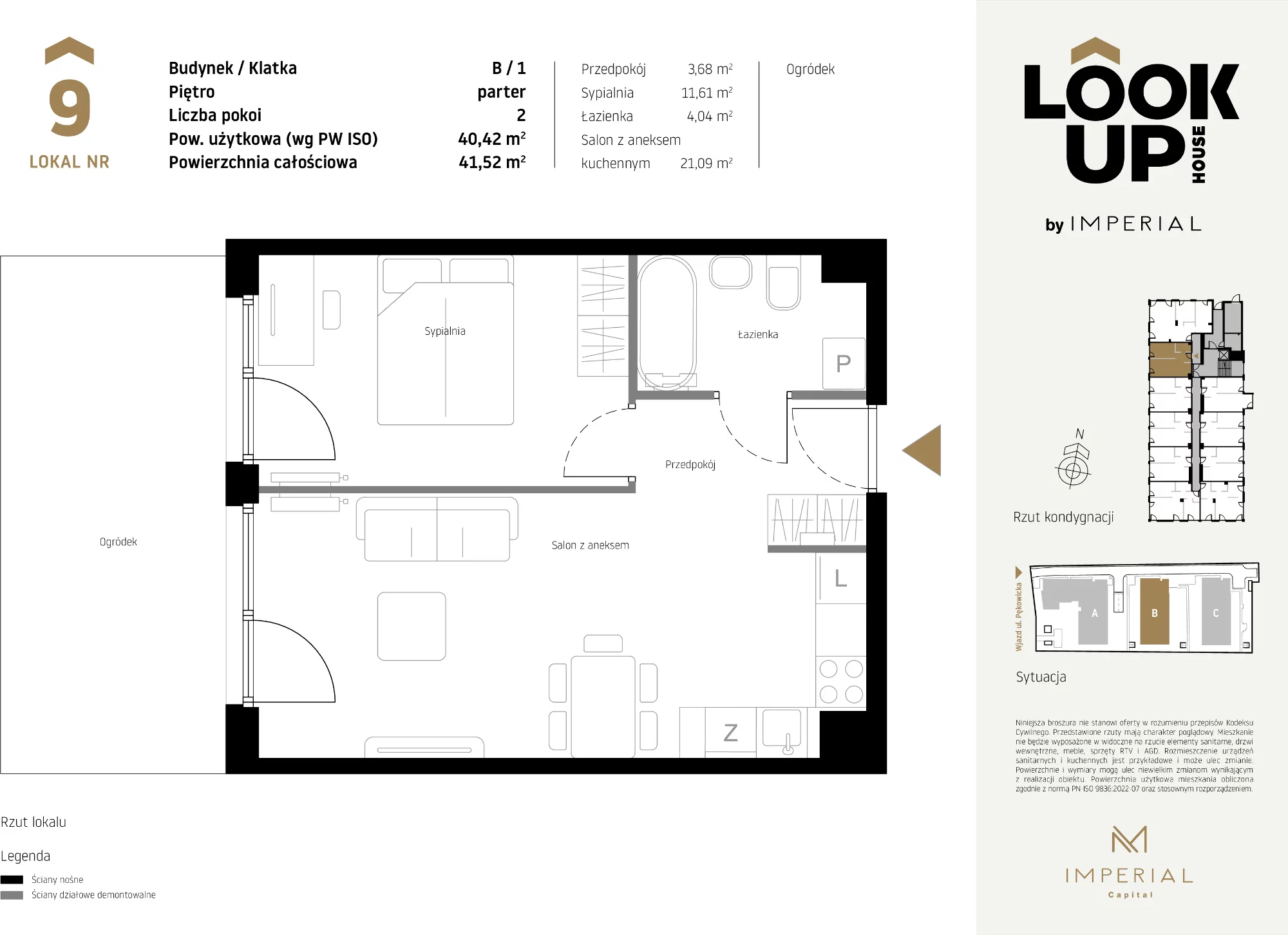 Mieszkanie 40,42 m², parter, oferta nr B9, LOOK UP House, Kraków, Prądnik Biały, ul. Pękowicka