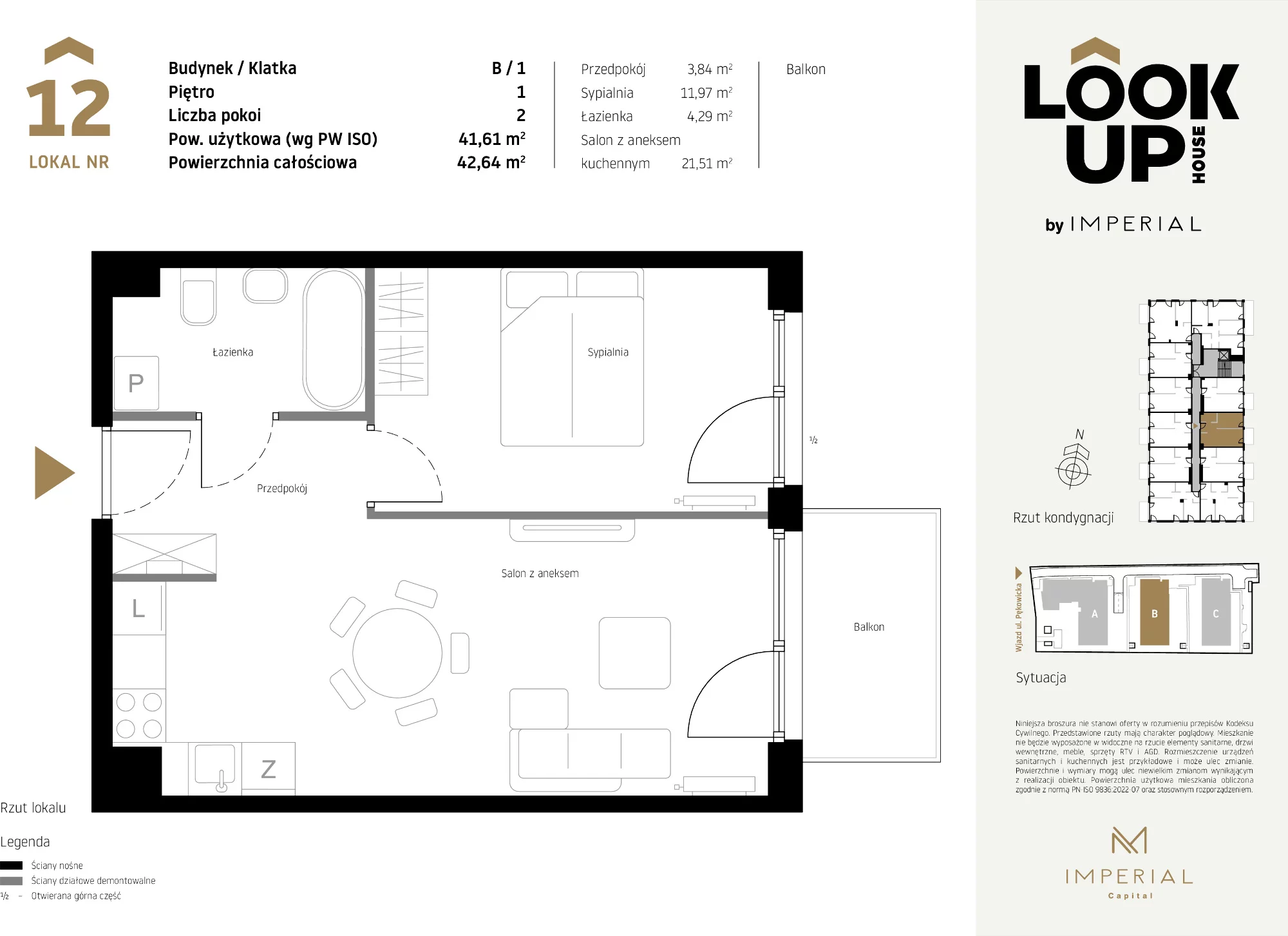 Mieszkanie 41,61 m², piętro 1, oferta nr B12, LOOK UP House, Kraków, Prądnik Biały, ul. Pękowicka