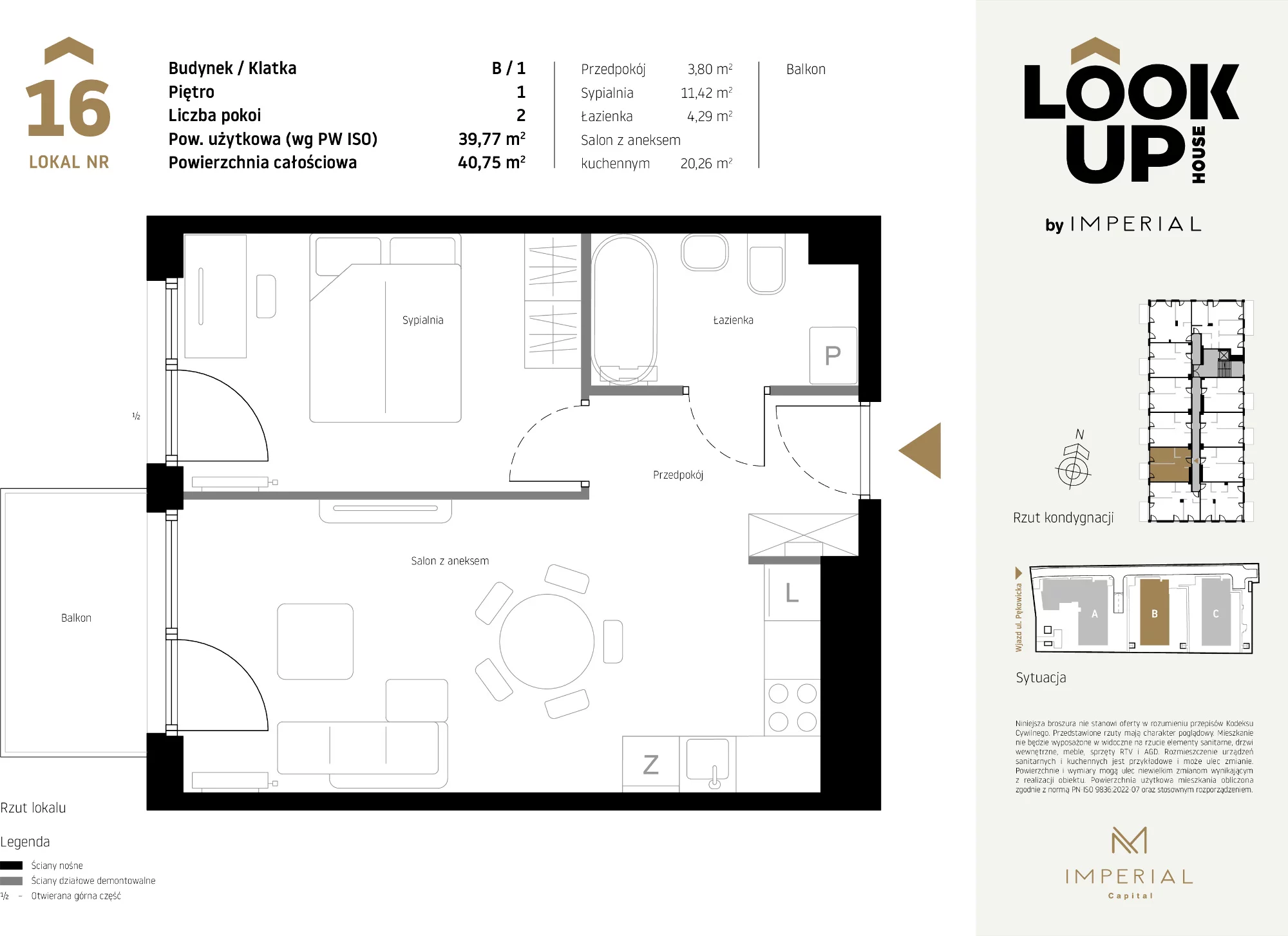 Mieszkanie 39,77 m², piętro 1, oferta nr B16, LOOK UP House, Kraków, Prądnik Biały, ul. Pękowicka