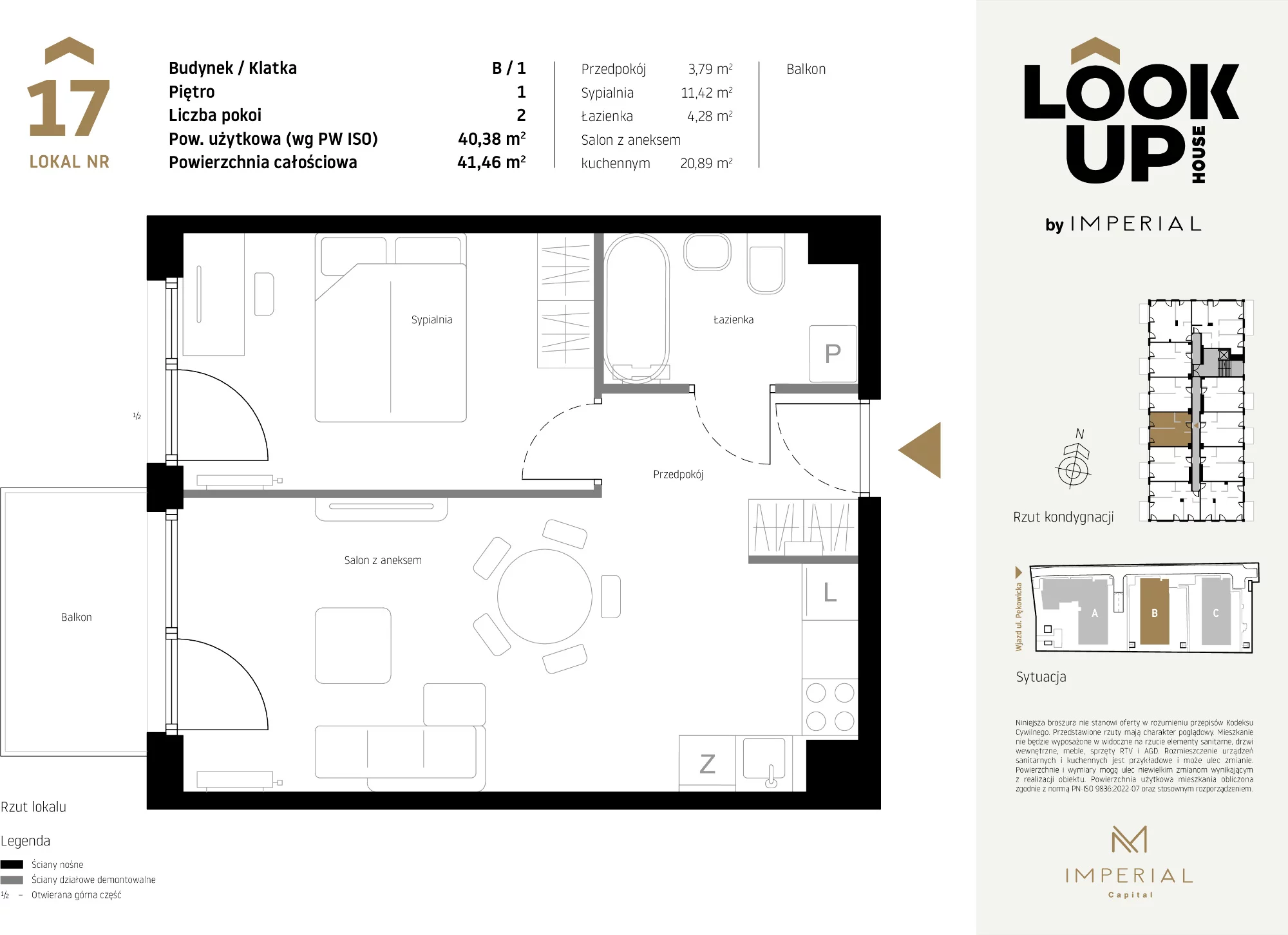 Mieszkanie 40,38 m², piętro 1, oferta nr B17, LOOK UP House, Kraków, Prądnik Biały, ul. Pękowicka