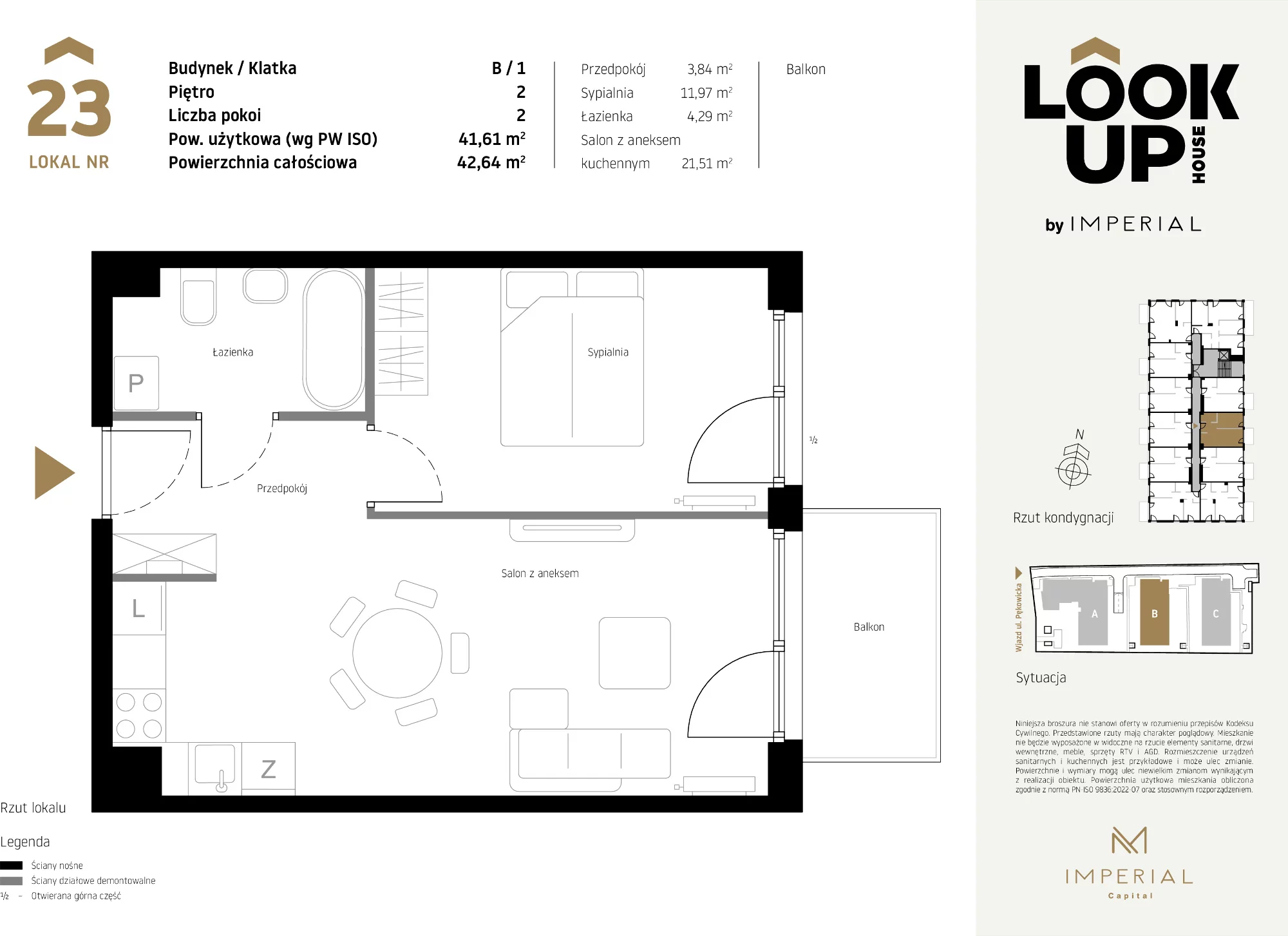 Mieszkanie 41,61 m², piętro 2, oferta nr B23, LOOK UP House, Kraków, Prądnik Biały, ul. Pękowicka