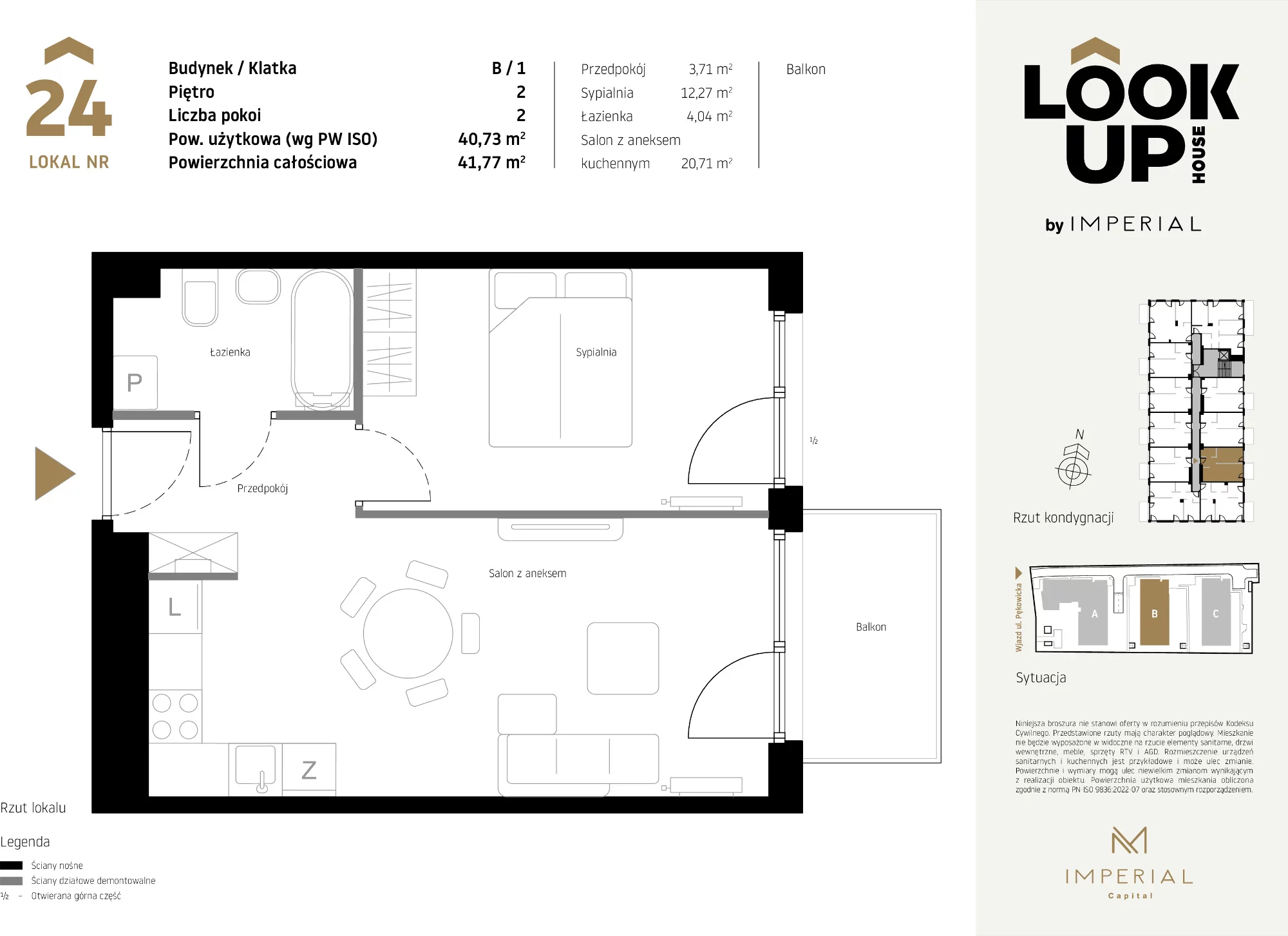 Mieszkanie 40,73 m², piętro 2, oferta nr B24, LOOK UP House, Kraków, Prądnik Biały, ul. Pękowicka