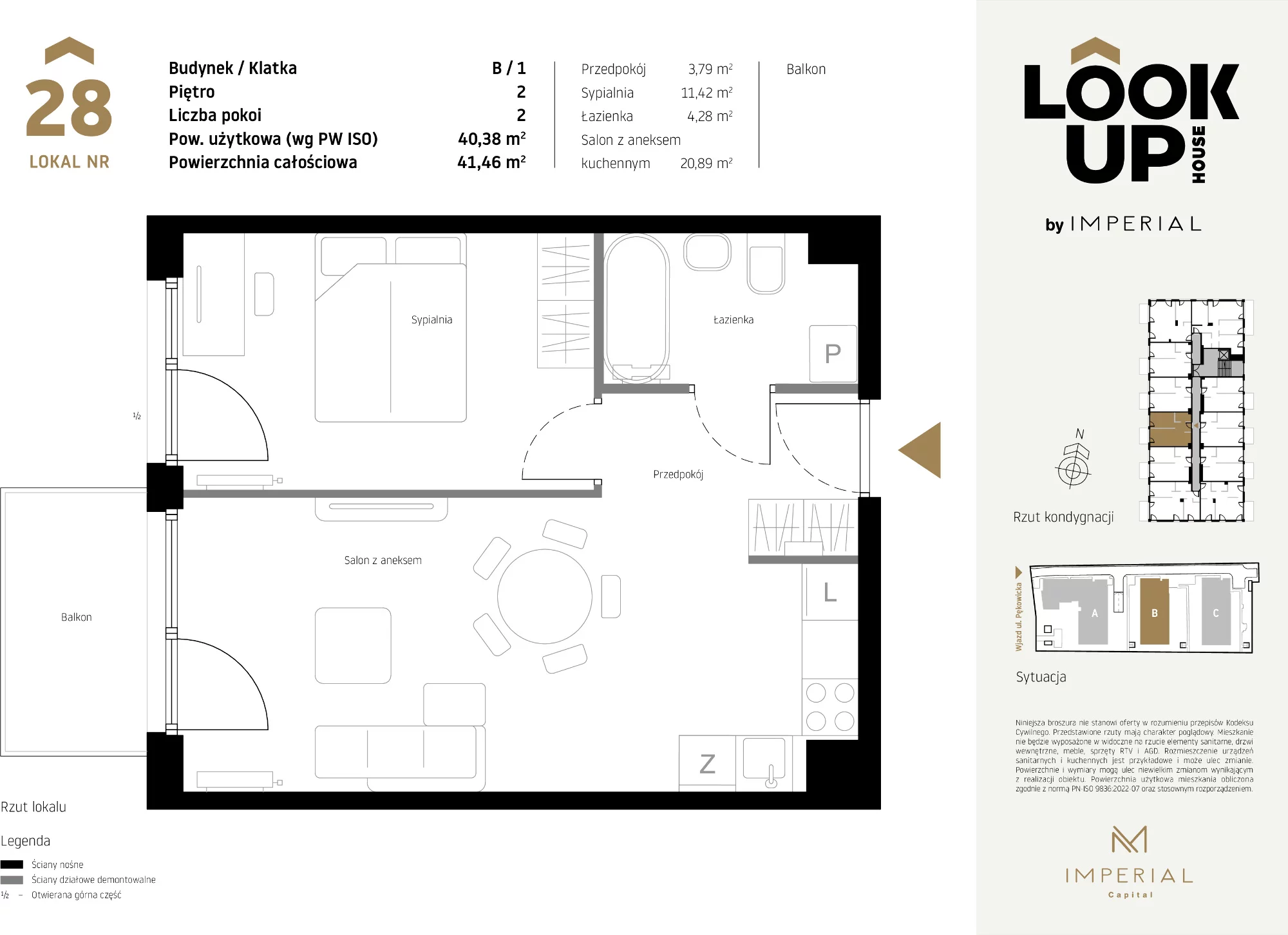 Mieszkanie 40,38 m², piętro 2, oferta nr B28, LOOK UP House, Kraków, Prądnik Biały, ul. Pękowicka