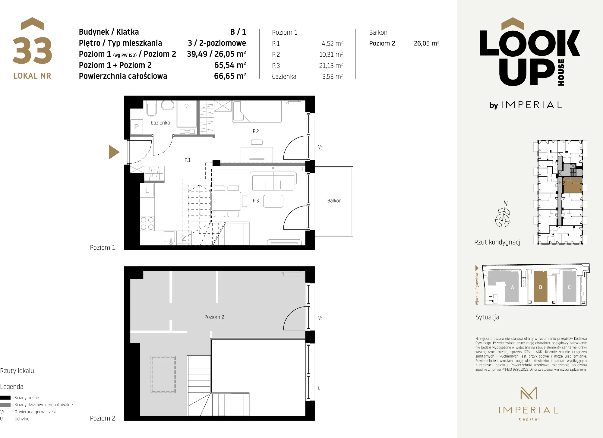 Mieszkanie 65,54 m², piętro 3, oferta nr B33, LOOK UP House, Kraków, Prądnik Biały, ul. Pękowicka