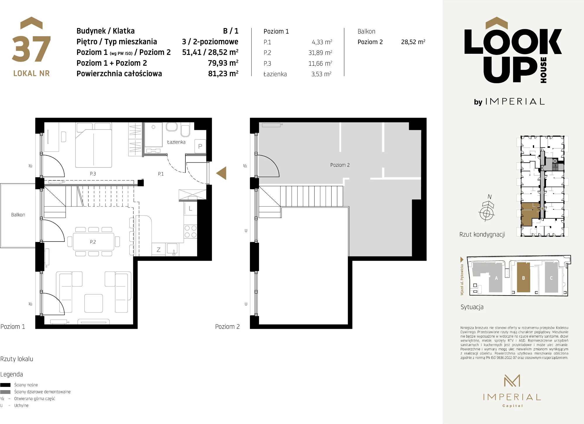 Mieszkanie 79,93 m², piętro 3, oferta nr B37, LOOK UP House, Kraków, Prądnik Biały, ul. Pękowicka