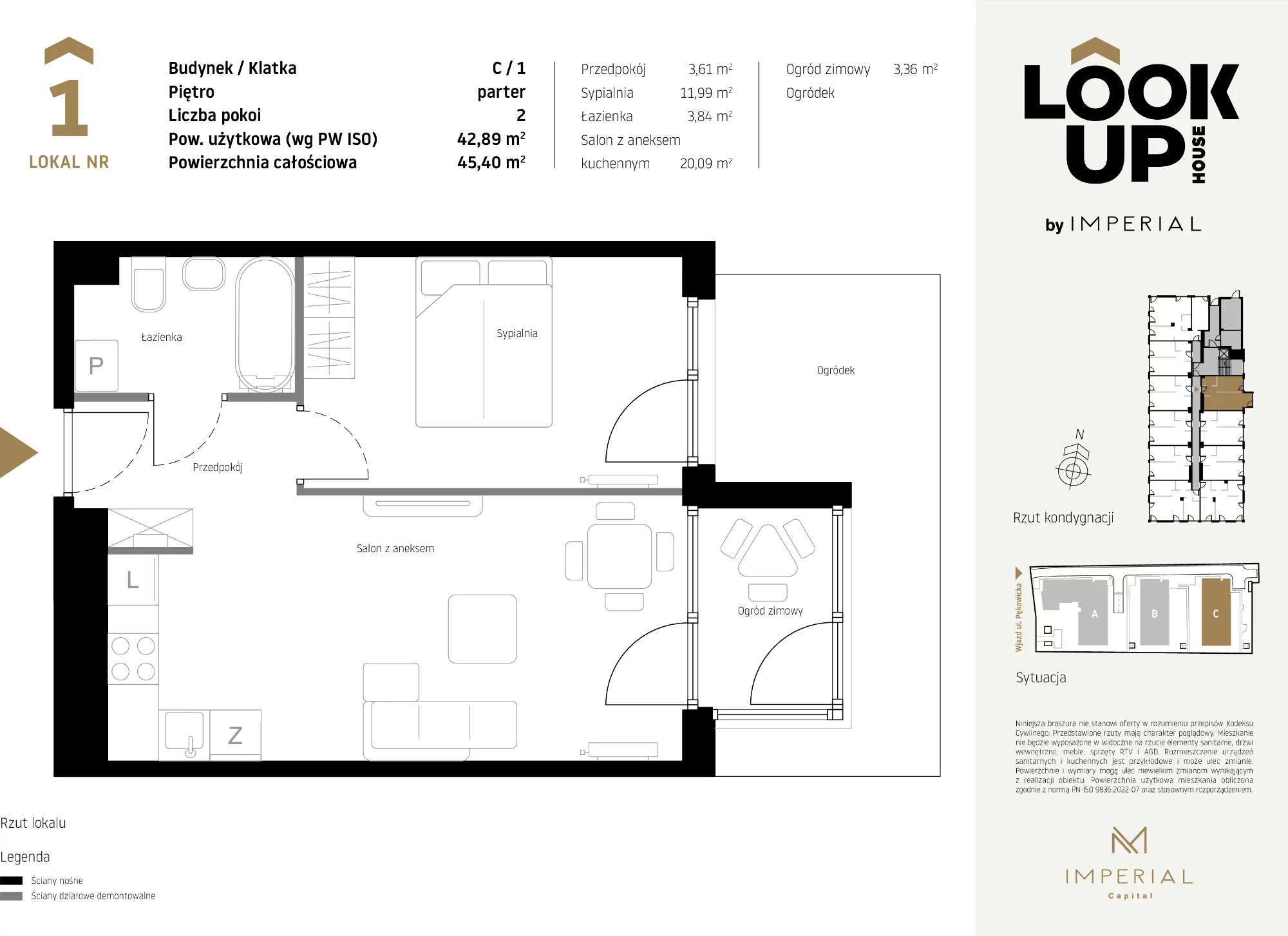 Mieszkanie 42,89 m², parter, oferta nr C1, LOOK UP House, Kraków, Prądnik Biały, ul. Pękowicka