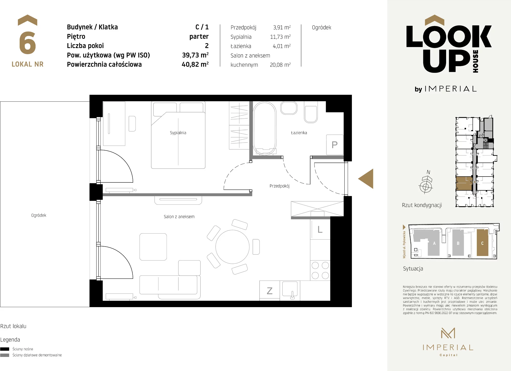 Mieszkanie 39,73 m², parter, oferta nr C6, LOOK UP House, Kraków, Prądnik Biały, ul. Pękowicka