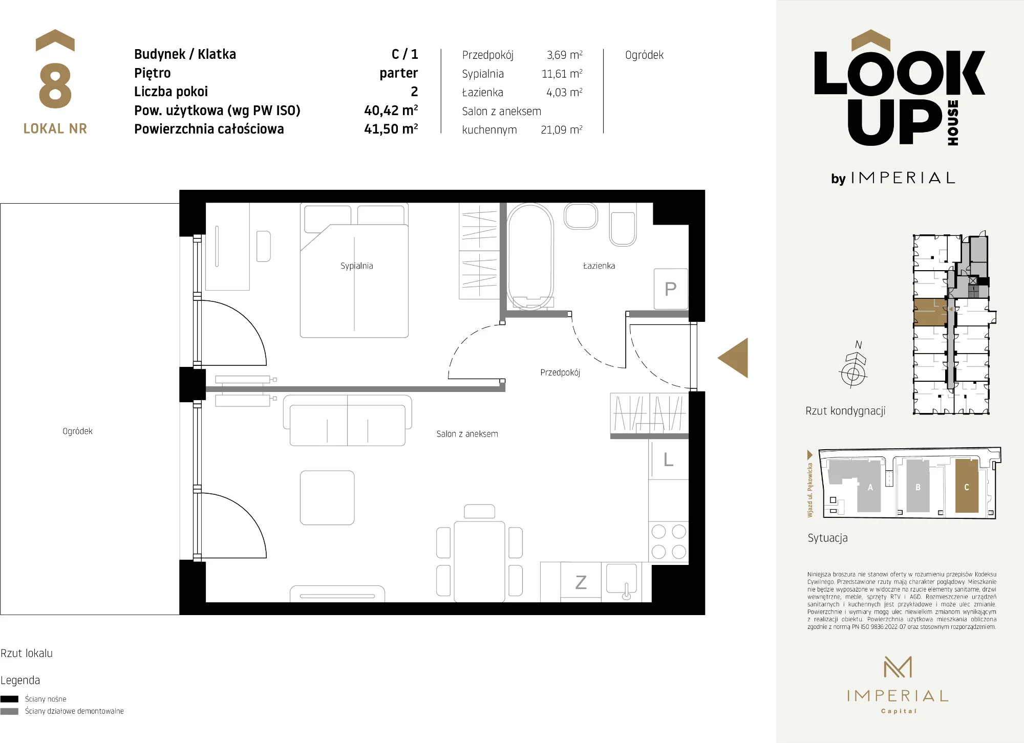 Mieszkanie 40,42 m², parter, oferta nr C8, LOOK UP House, Kraków, Prądnik Biały, ul. Pękowicka