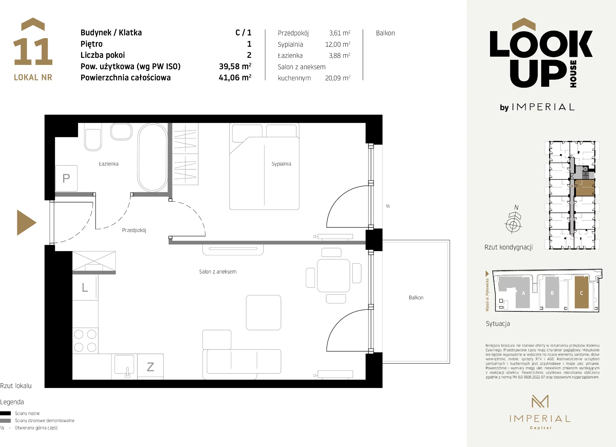 Mieszkanie 39,58 m², piętro 1, oferta nr C11, LOOK UP House, Kraków, Prądnik Biały, ul. Pękowicka