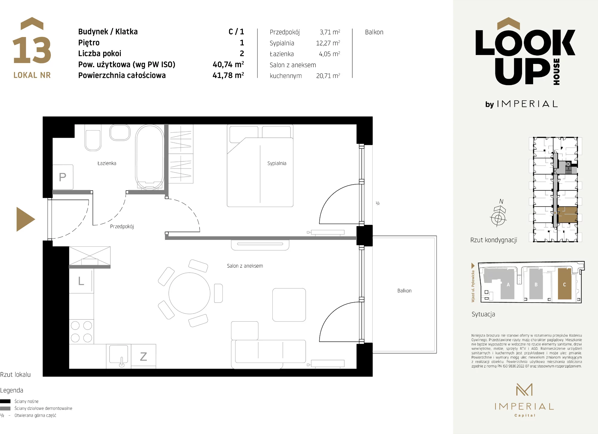 Mieszkanie 40,74 m², piętro 1, oferta nr C13, LOOK UP House, Kraków, Prądnik Biały, ul. Pękowicka