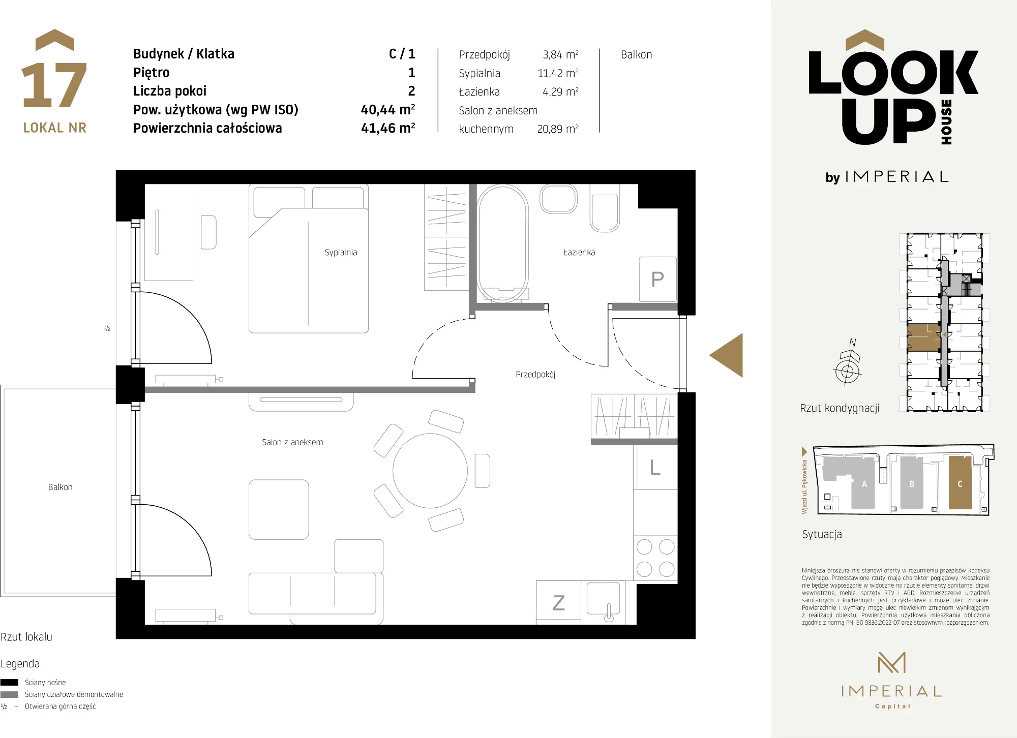 Mieszkanie 40,44 m², piętro 1, oferta nr C17, LOOK UP House, Kraków, Prądnik Biały, ul. Pękowicka