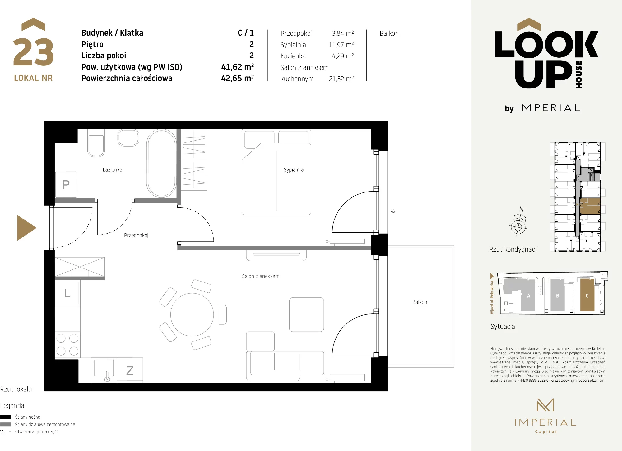 Mieszkanie 41,62 m², piętro 2, oferta nr C23, LOOK UP House, Kraków, Prądnik Biały, ul. Pękowicka