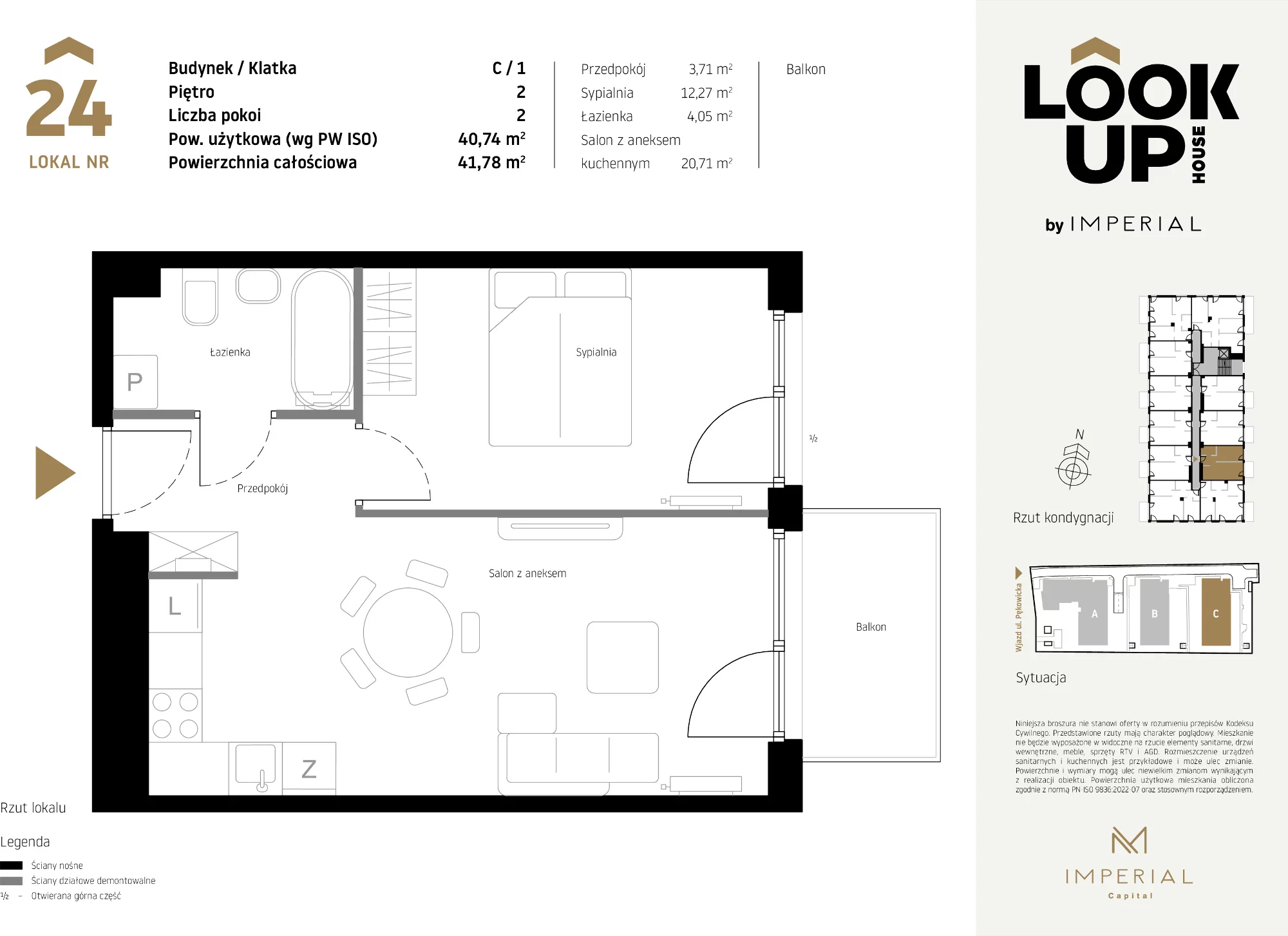 Mieszkanie 40,74 m², piętro 2, oferta nr C24, LOOK UP House, Kraków, Prądnik Biały, ul. Pękowicka