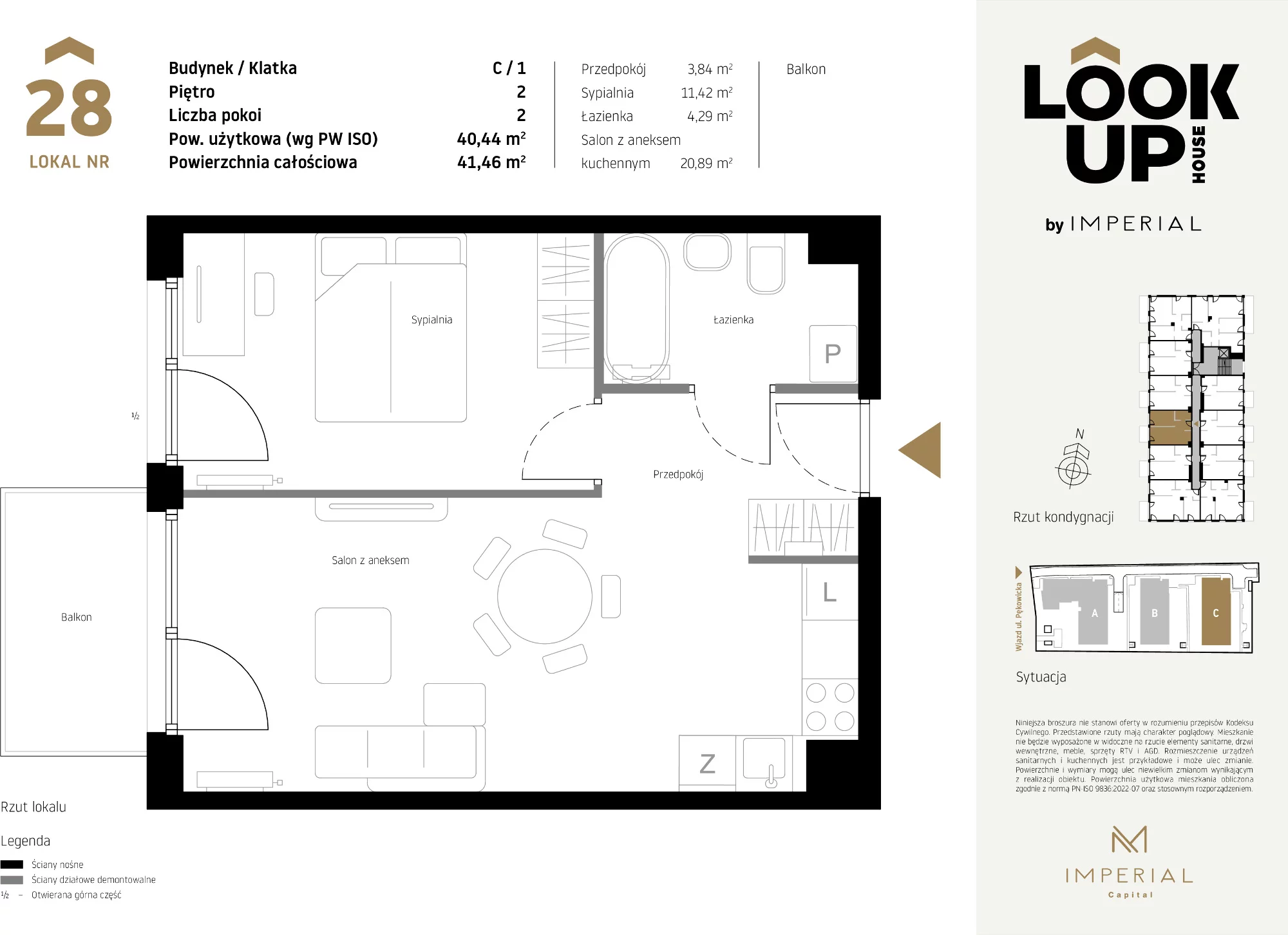 Mieszkanie 40,44 m², piętro 2, oferta nr C28, LOOK UP House, Kraków, Prądnik Biały, ul. Pękowicka