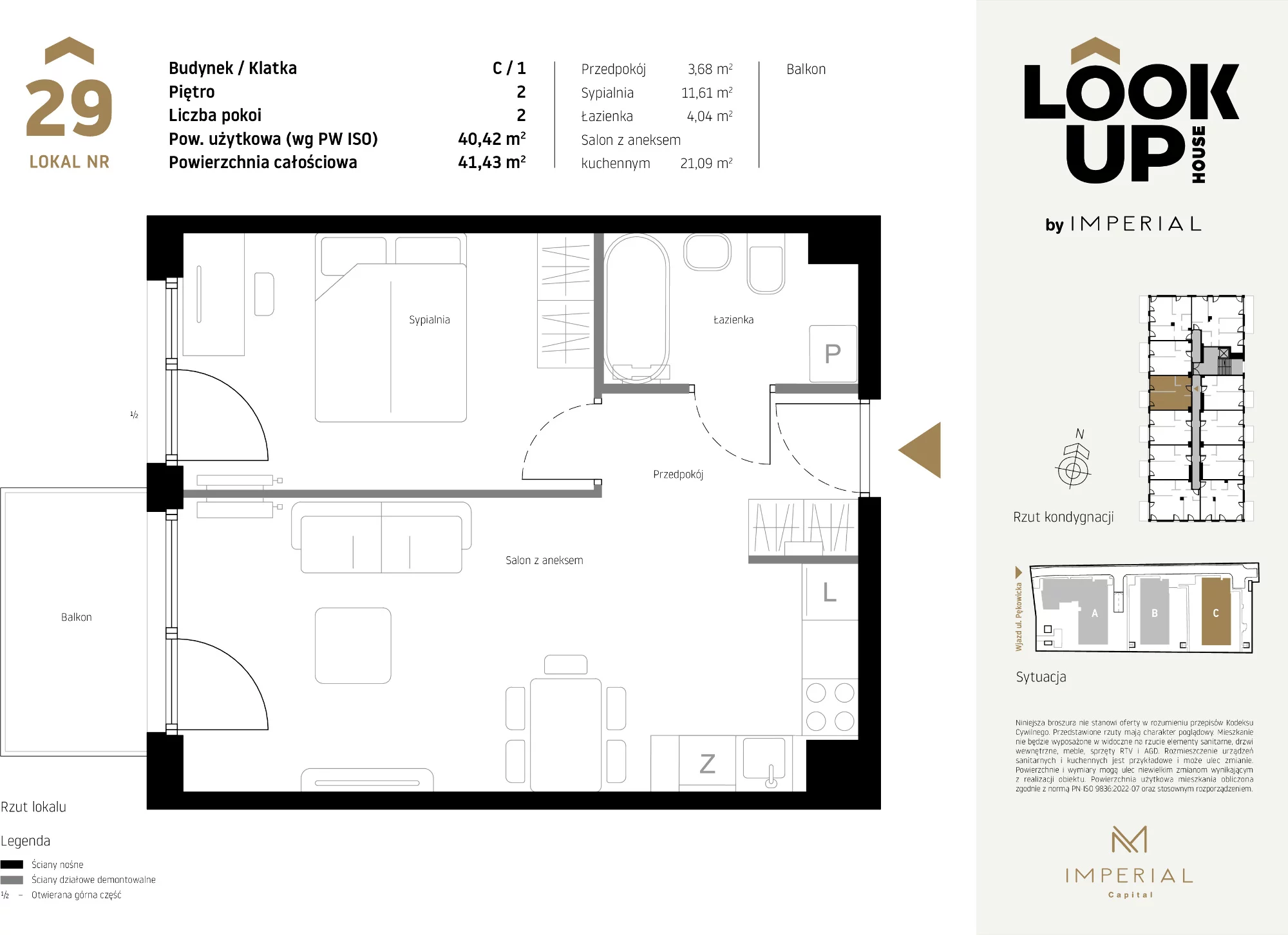 Mieszkanie 40,42 m², piętro 2, oferta nr C29, LOOK UP House, Kraków, Prądnik Biały, ul. Pękowicka