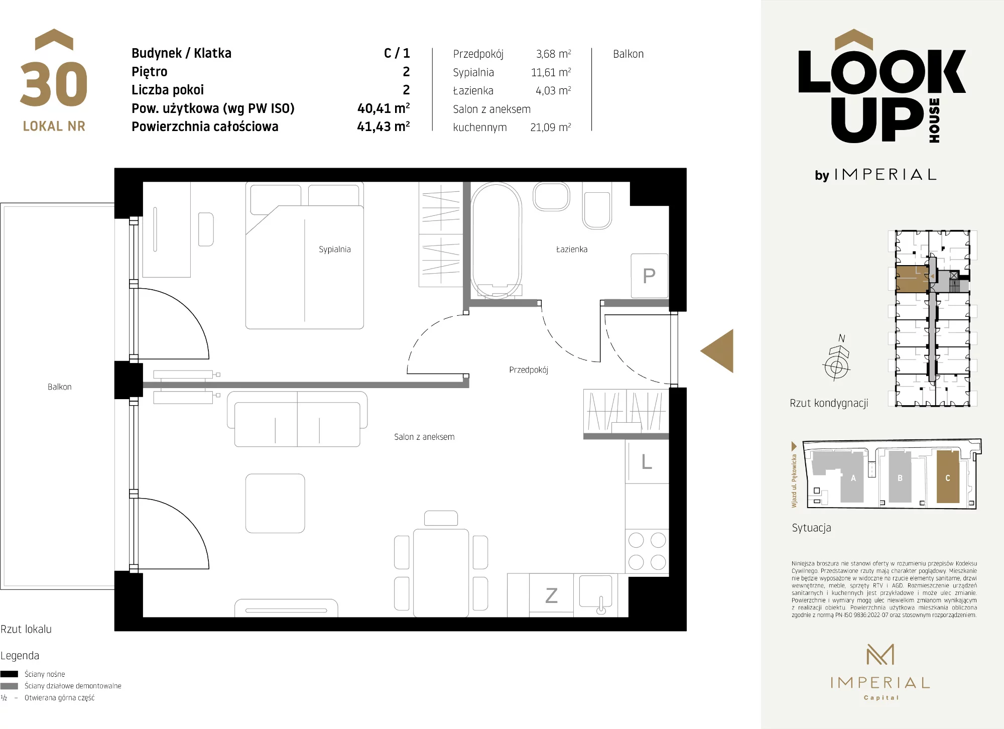 Mieszkanie 40,41 m², piętro 2, oferta nr C30, LOOK UP House, Kraków, Prądnik Biały, ul. Pękowicka