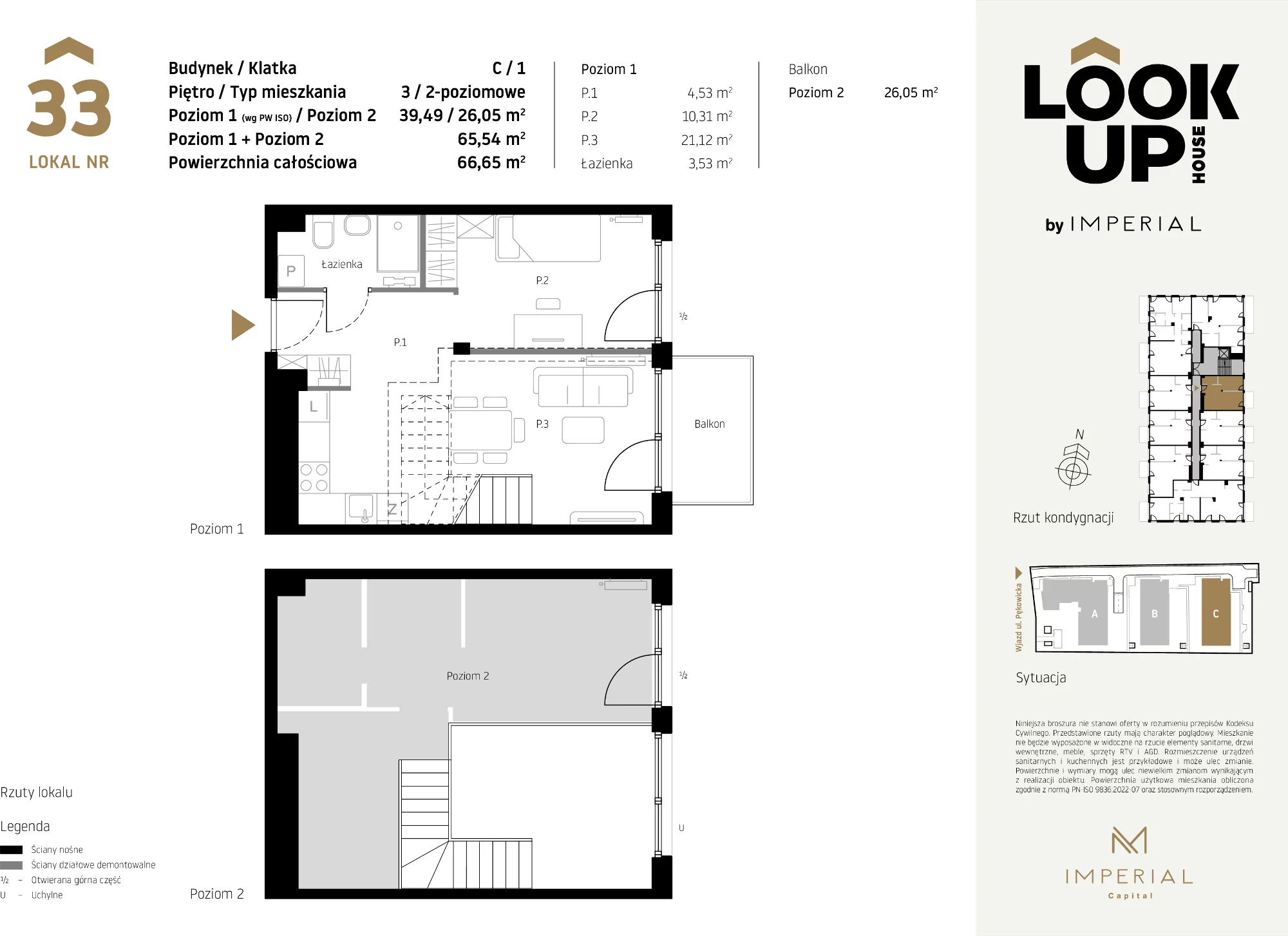 Mieszkanie 65,54 m², piętro 3, oferta nr C33, LOOK UP House, Kraków, Prądnik Biały, ul. Pękowicka